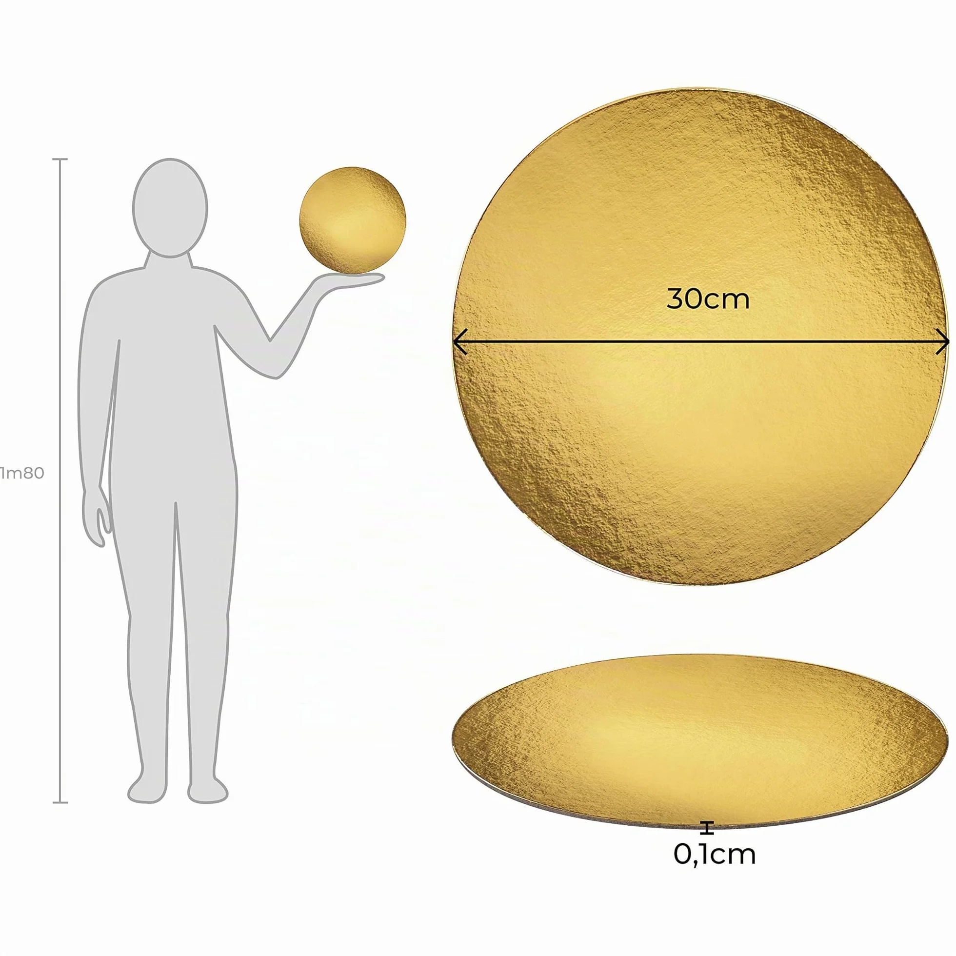 Set di 10 supporti per torte in scatole Oro/Nero 30 cm