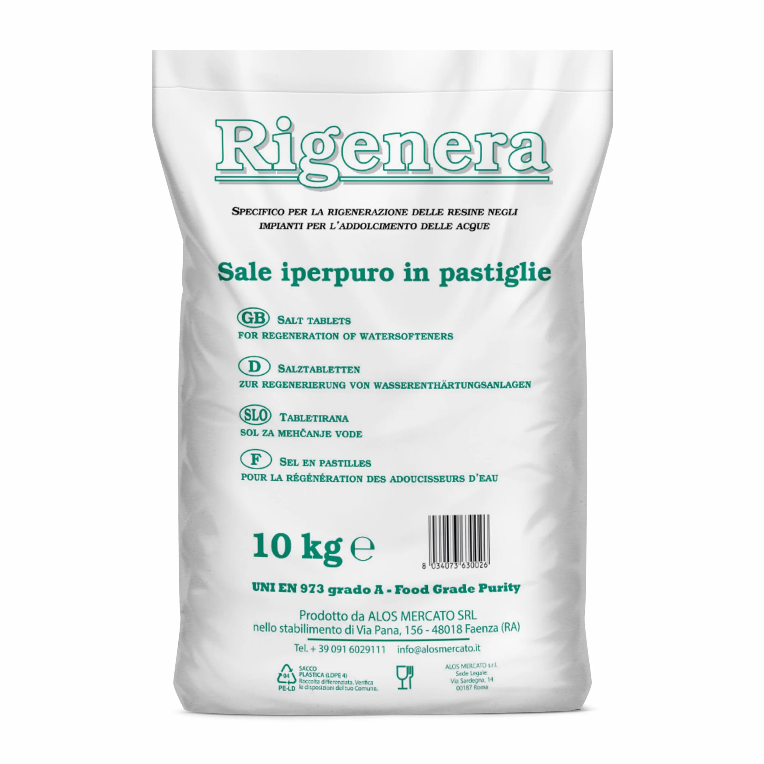 Rigenera – Sale per Addolcitori in Pastiglie – Sacco da 10 KG – Sale da Addolcimento Acqua