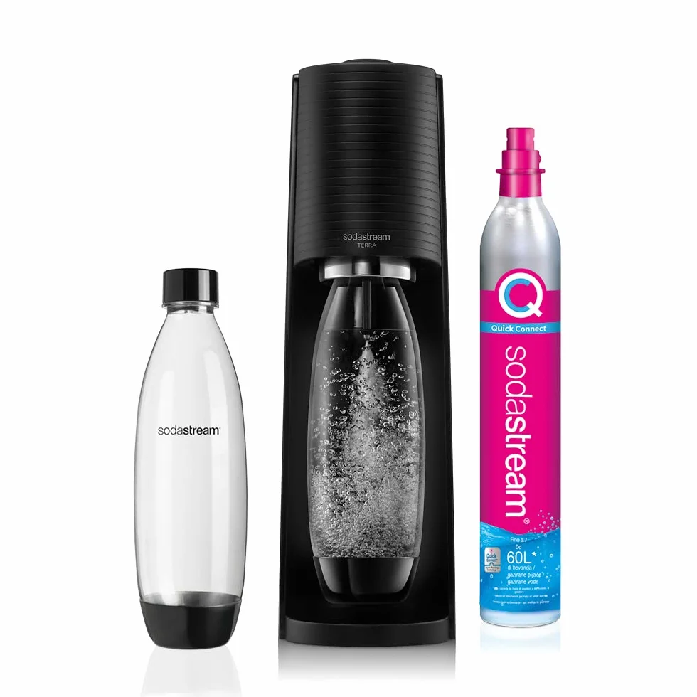 SodaStream Gazownik Terra, saturator wody gazowanej z butlami CO2, czarny, 60L