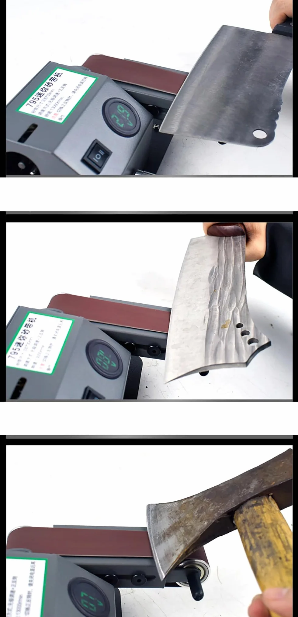 Mini Affilacoltelli Elettrico, Levigatrice a Nastro a Doppio Scopo a Secco e Bagnato, Smerigliatrice, Levigatrice, Lucidatrice, Velocità 0-13000Giri/min