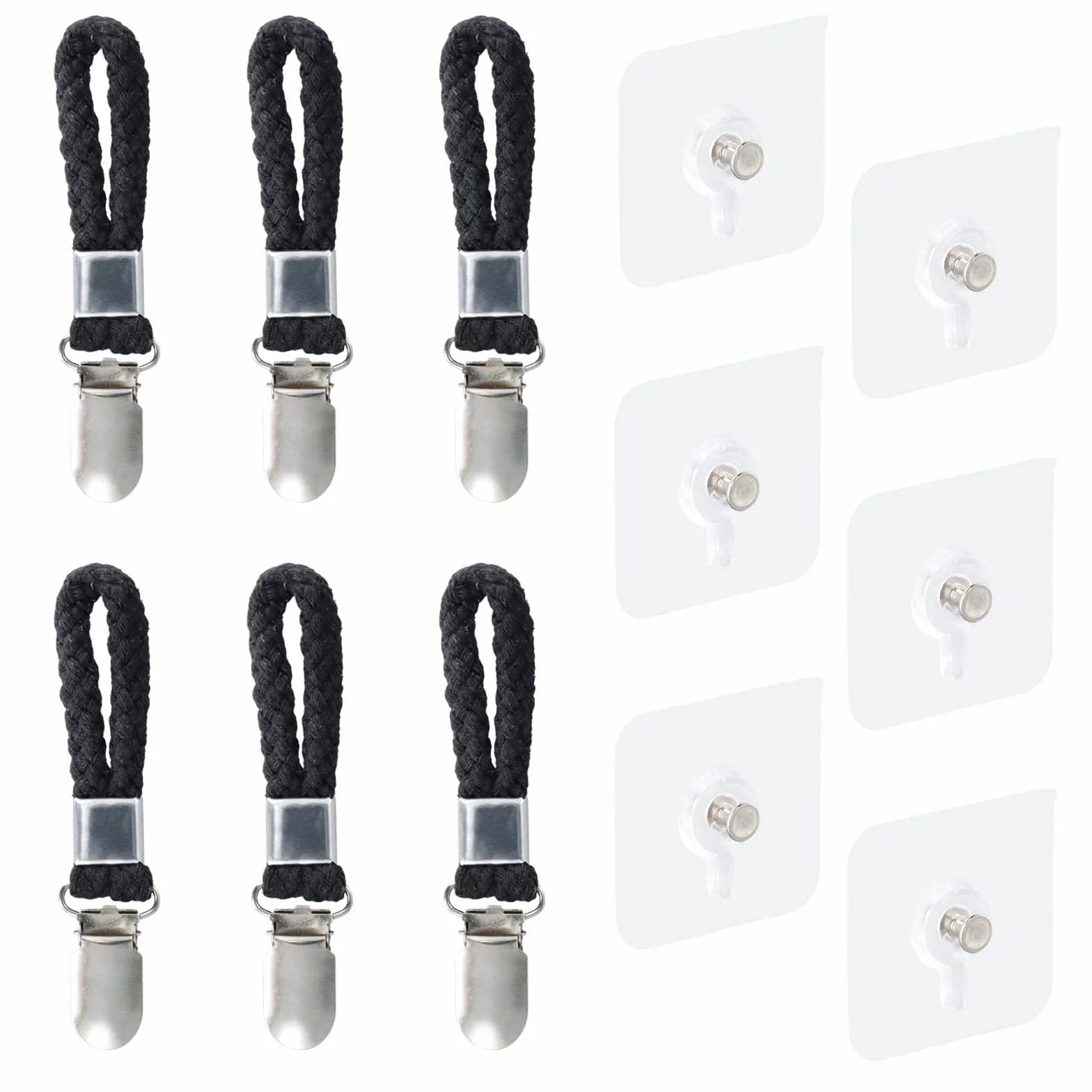 Gancio a Clips per Strofinacci da Tè, Portasalviette, Appendi Asciugamani Cucina, Nero, 6 Pezzi