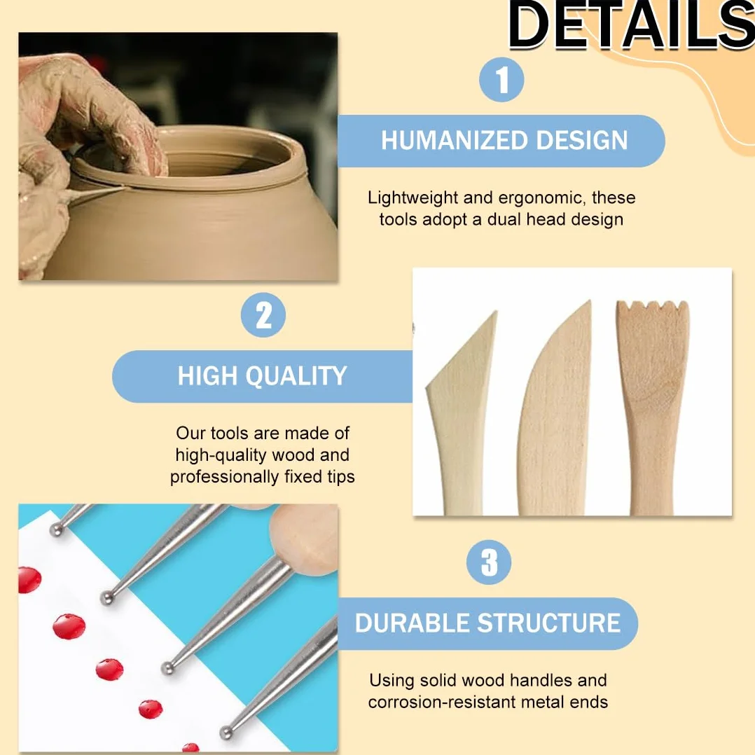 10 Pezzi Strumenti per Modellare Argilla, Attrezzi per Modellazione di Das e Ceramica, Kit Ceramica Fai da Te Perfetta per Professionisti o Principiant