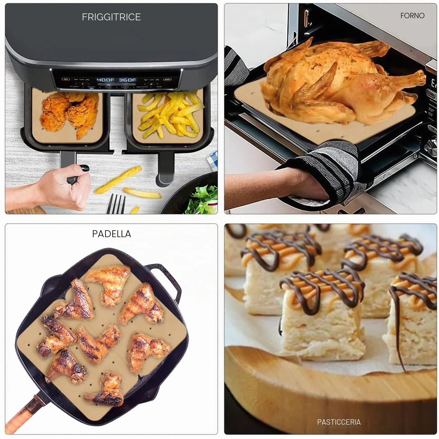120 fogli di inserti per friggitrice ad aria, inserti in carta pergamena, carta forno perforata, carta da cucina per oli, inserti antiaderenti per friggitrice ad aria per friggitrice ad aria, forno