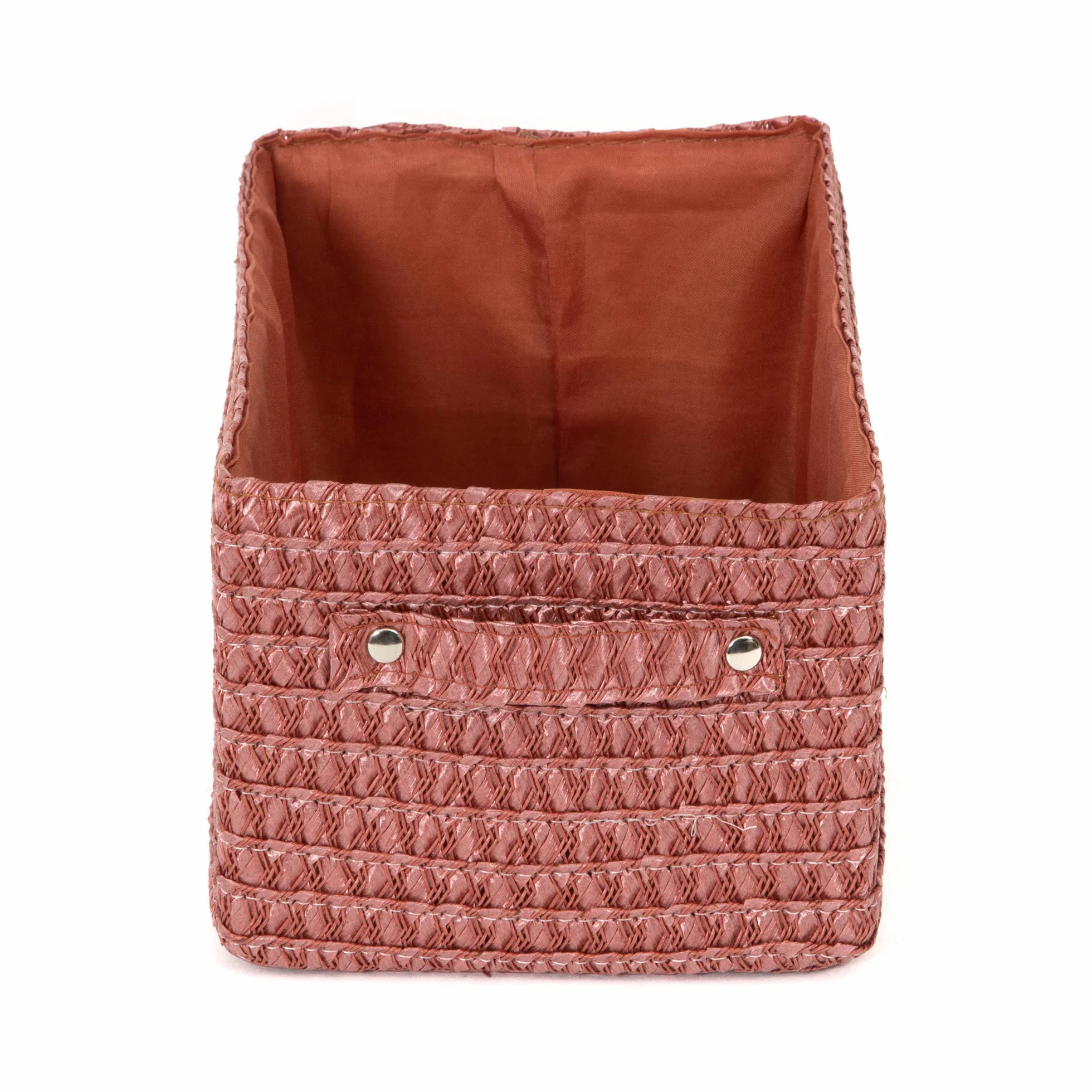 Compactor Lilou Cestino Portaoggetti Intrecciato con Manici, Polipropilene e Cartone, 23 x 15 x 12 cm, Terracotta, RAN9698