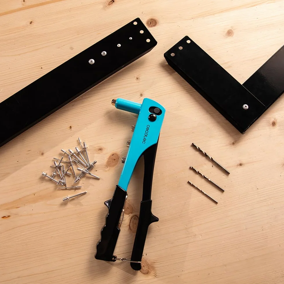 Cecotec Rivettatrice manuale FixerForce, Include 4 Ugelli di Diverse Misure (2,4, 3,2, 4, 4,8 mm) e 4 Frese, 400 Rivetti Inclusi, Chiave di Regolazione Inclusa