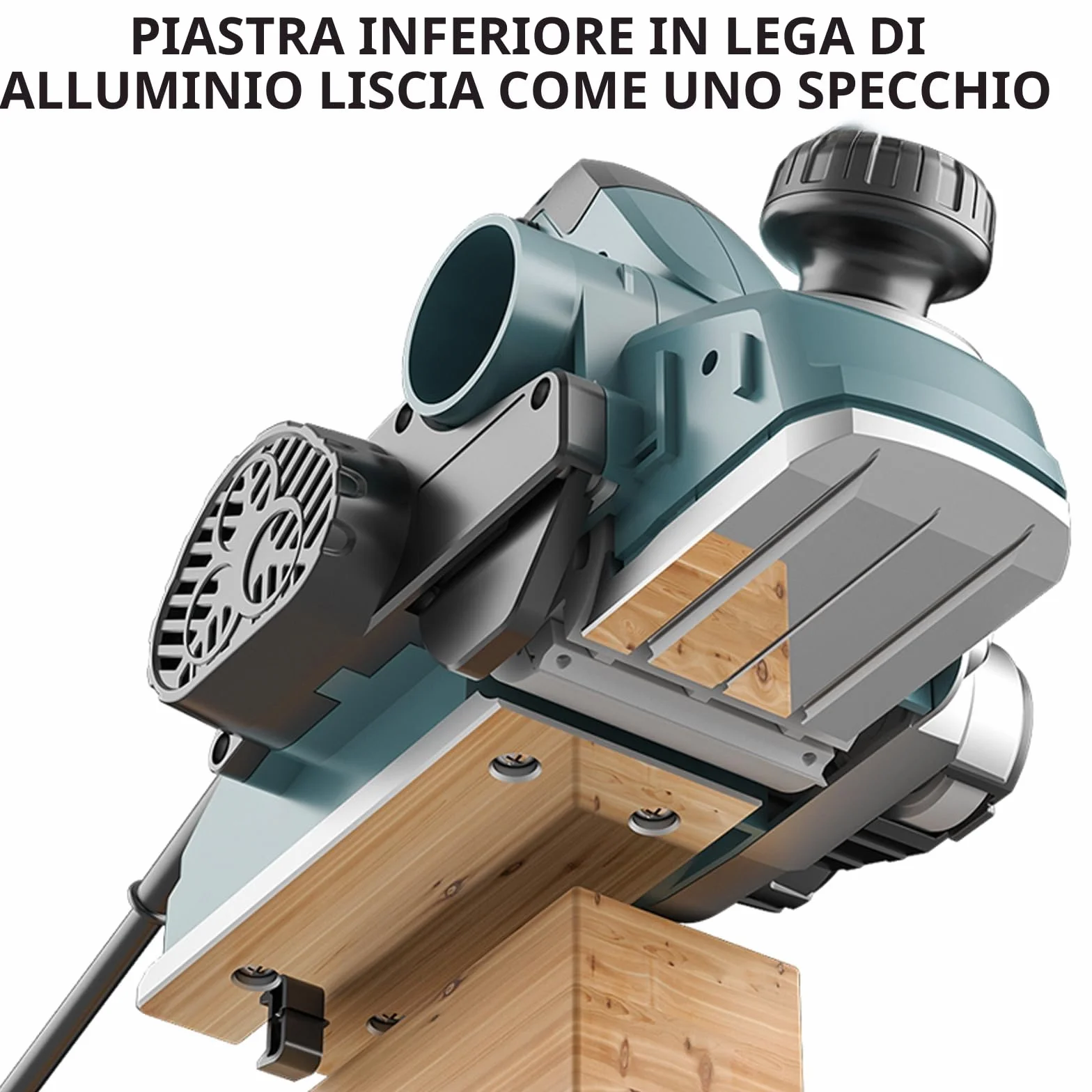 DNTI pialla per legno elettrica Pialletto Elettrico Tensione 220-240 V Potenza 1050 W Giri Min 15000 Largh Pialla 82 Mm, Profondità Asportazione 4 Mm per la Lavorazione del Legno, Rifilatura(58219)