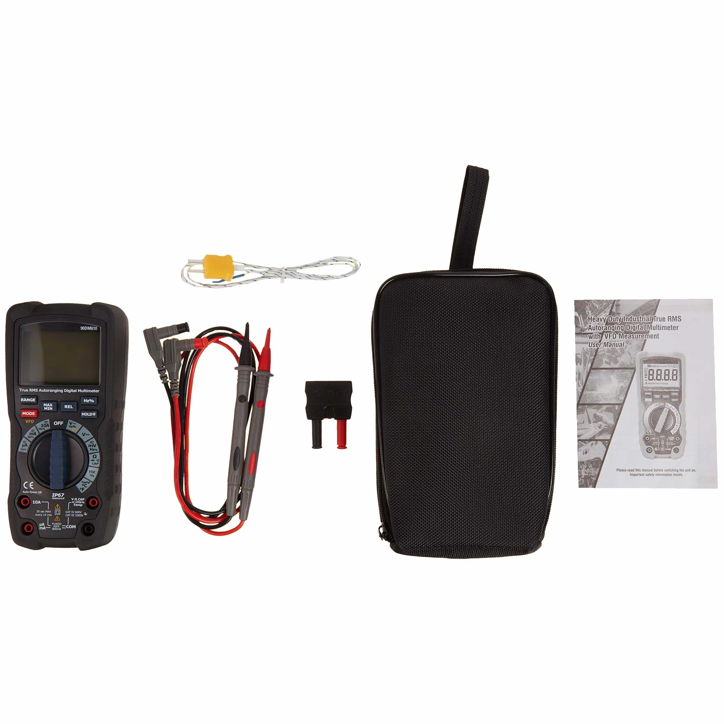 Amazon Basics Multimetro digitale, 6000 conteggi, IP67, True RMS, CAT IV 600 V, Nero