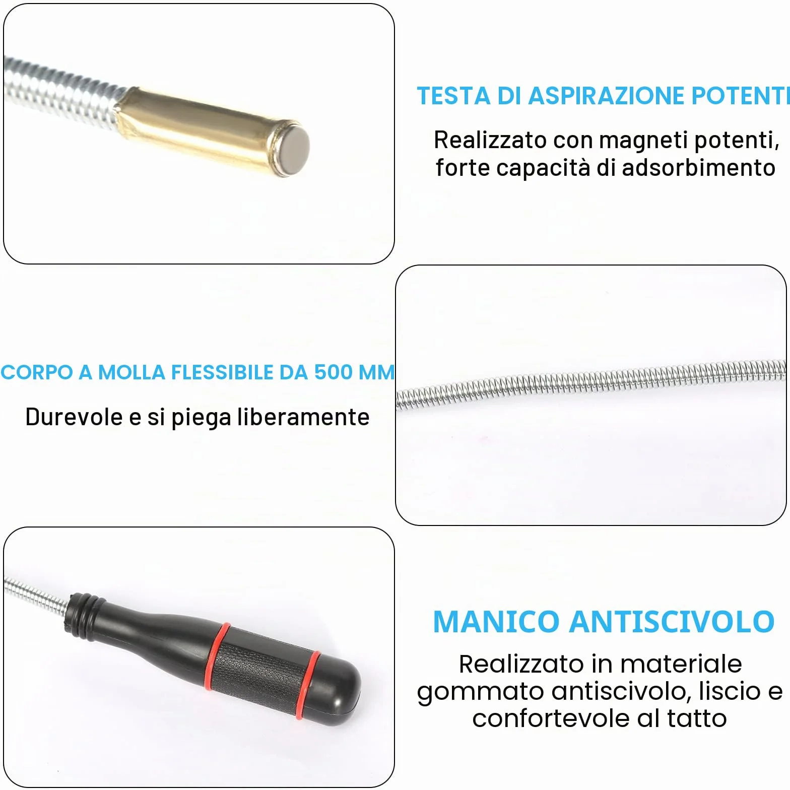 60CM Calamita Telescopica Sollevatore, Pinza magnetica Pieghevole Portatile, Forte Magnete a Barra Flessibile per la Raccolta di Piccole Parti Oggetti in Metallo