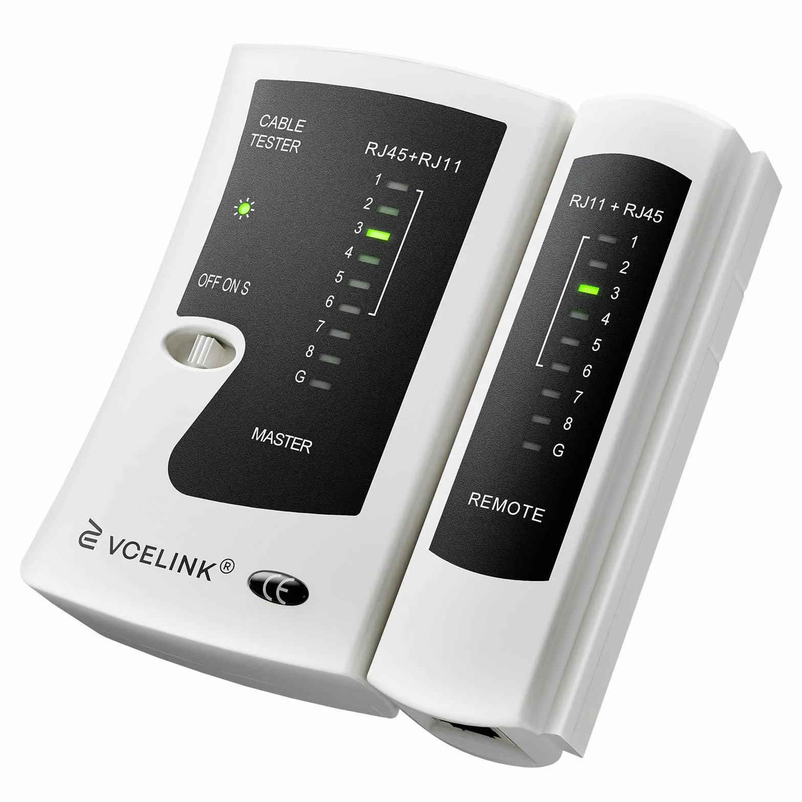 VCELINK Tester Cavi di Rete RJ45 Professionale POE, Test Ethernet per RJ45/RJ11/RJ12, Grigio