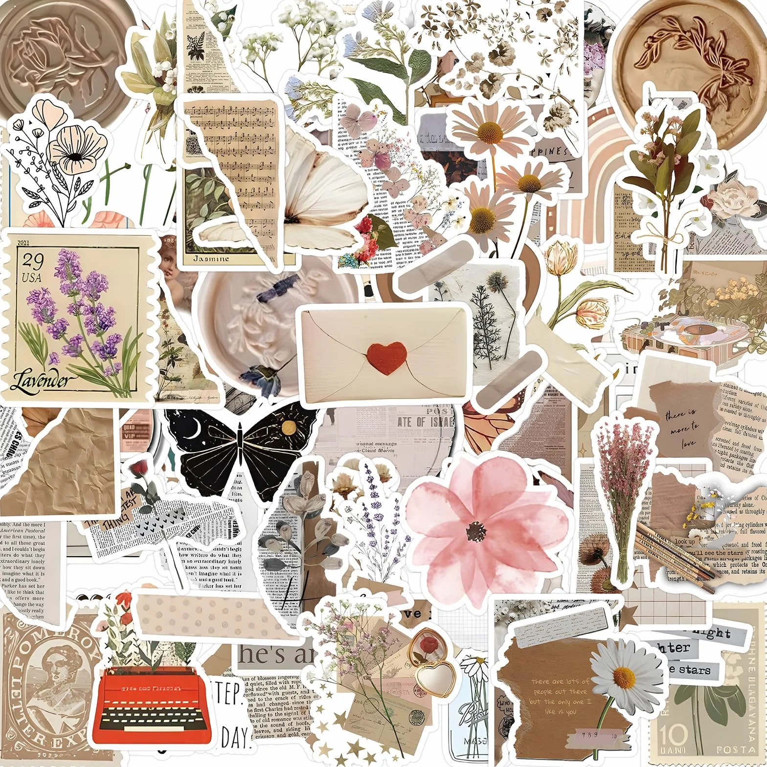 120 pezzi stickers, adesivi vintage, adesivi scrapbooking, quaderni artigianali fai da te sticker aesthetic