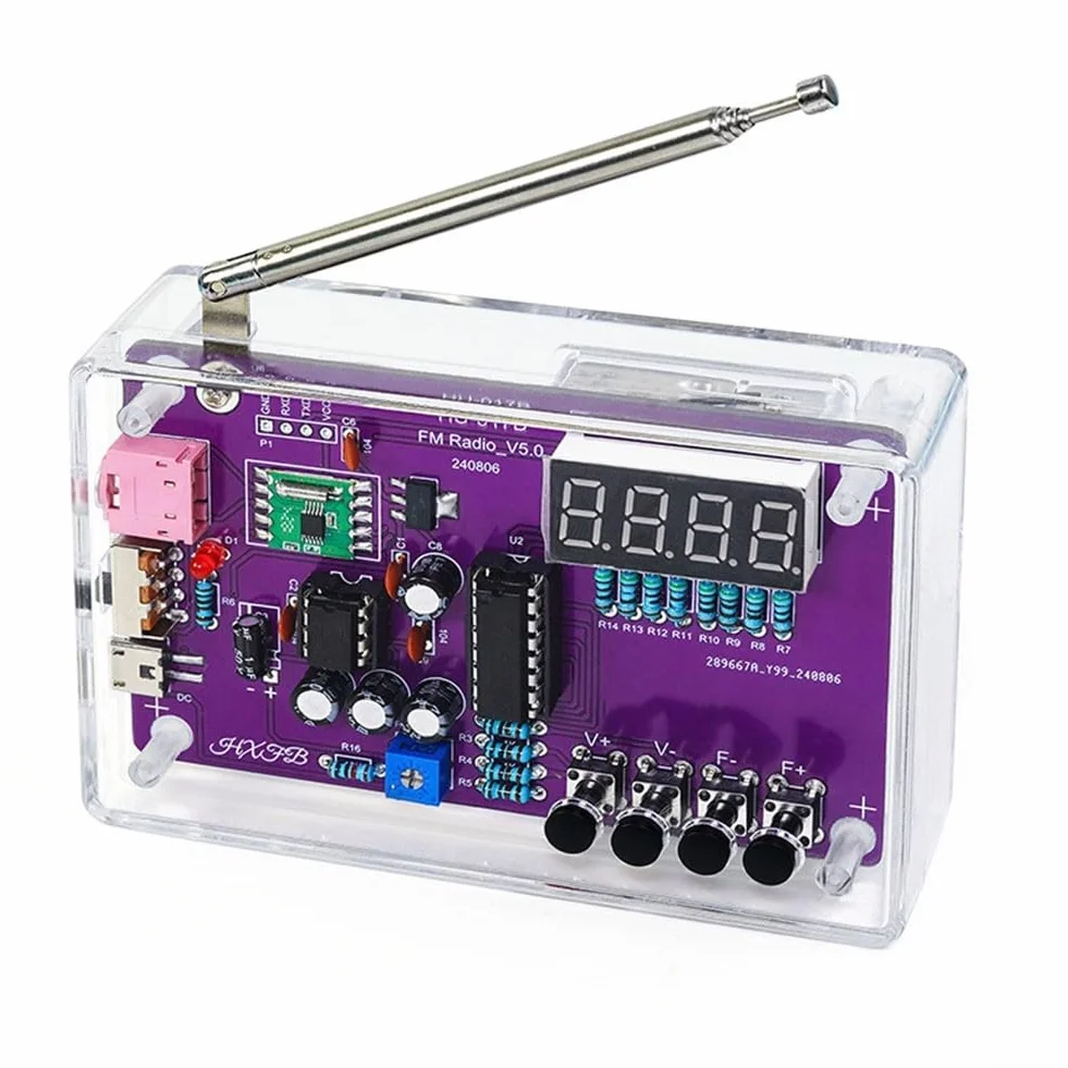 Kit radio FM, kit di montaggio radio fai da te, kit di pratica di saldatura, progetto di saldatura elettronica fai da te 87-108 MHz, per principianti, adulti (con custodia)