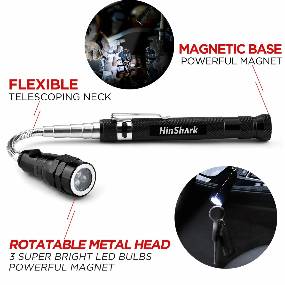 Hinshark Regalo Festa del Papà, Magnetico Telescopico con LED Gadget Utili, Festa del Papa Idee Regalo Uomo Compleanno, Regali Festa del Papà, Regali Uomo, Regalo Anniversario per Lui