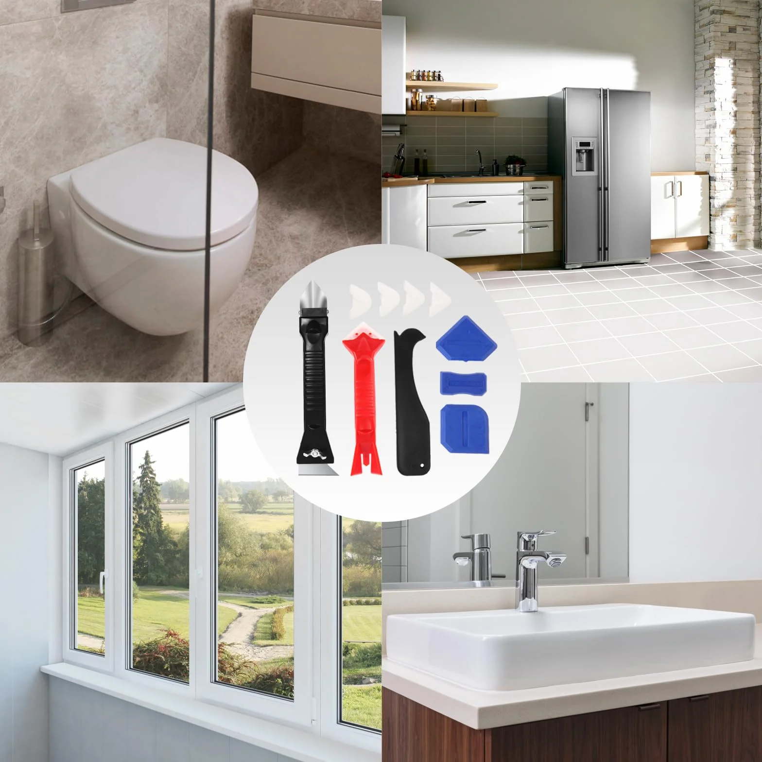Strumento per Calafataggio Kit di Strumenti Raschietto e Spatola per Giunti Raschietto in Silicone Prodotto per Rimuovere lo Stucco Strumento per la Rimozione e l'applicazione Del Caucciù