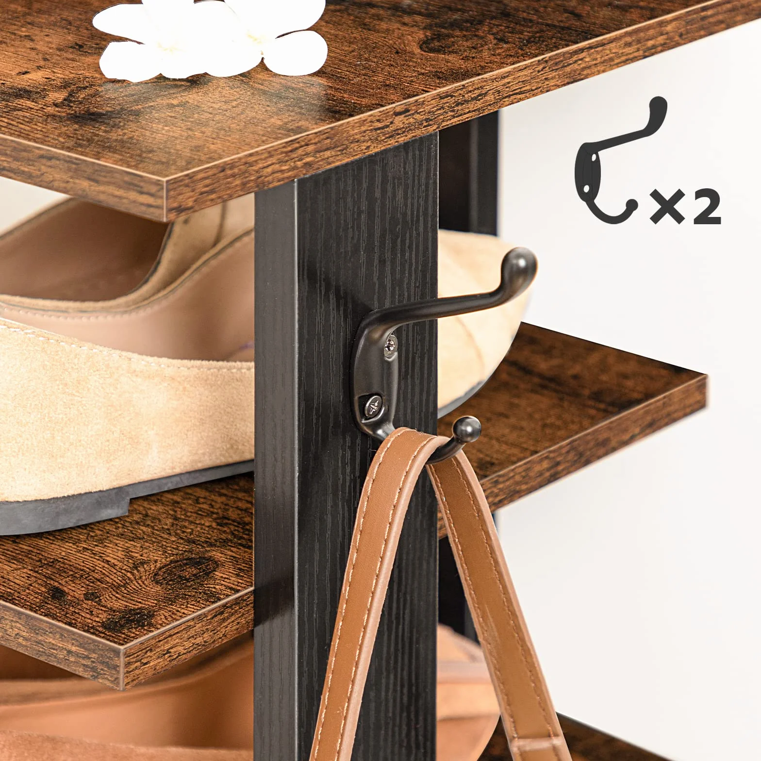 HOOBRO Scarpiera a 8 Livelli, Scaffale Portascarpe Stretta con 2 Ganci, Scaffale Portaoggetti, Stabile, fino a 8-10 paia, per Ingresso, Soggiorno, Camera da Letto EBF07XJ01G1