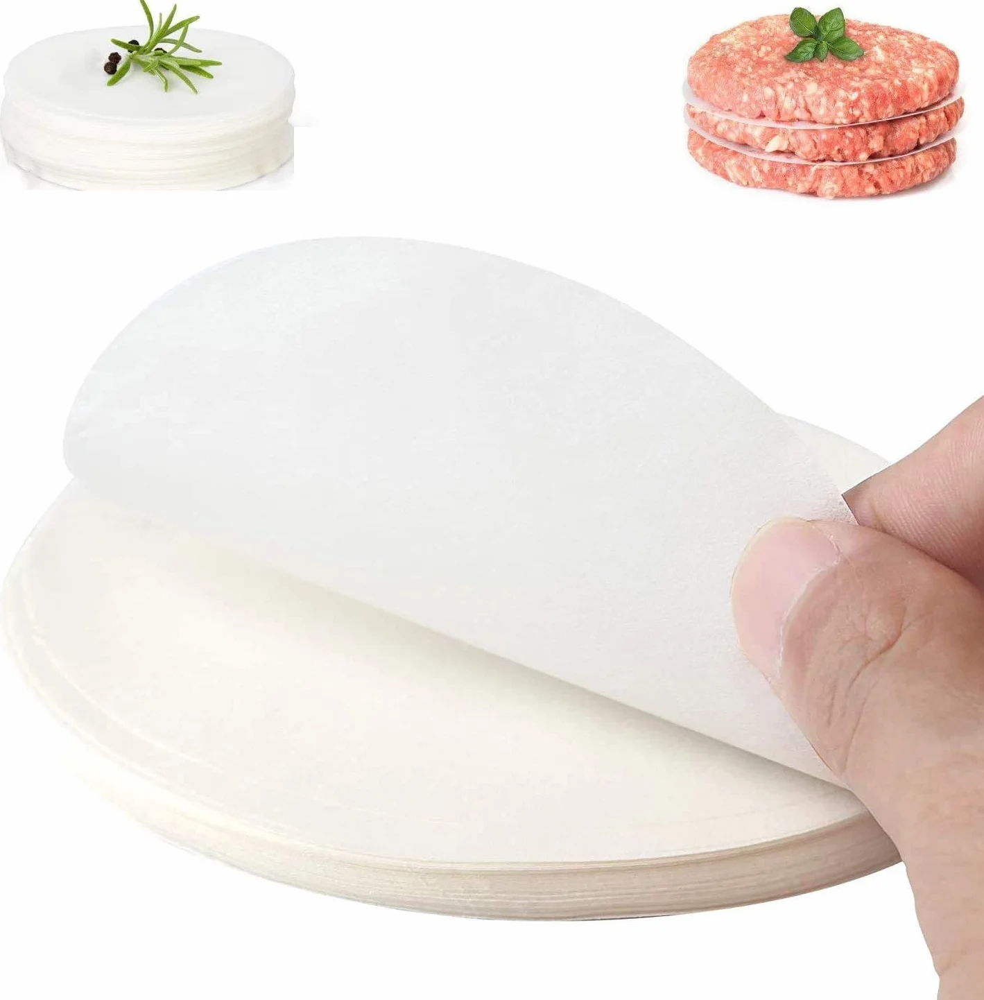 Dischi per hamburger, 500 pezzi, rotondi, 12 cm, carta pergamena antiaderente per hamburger e macchine per pasticceria | Fogli di cera per hamburger, hamburger, polpette