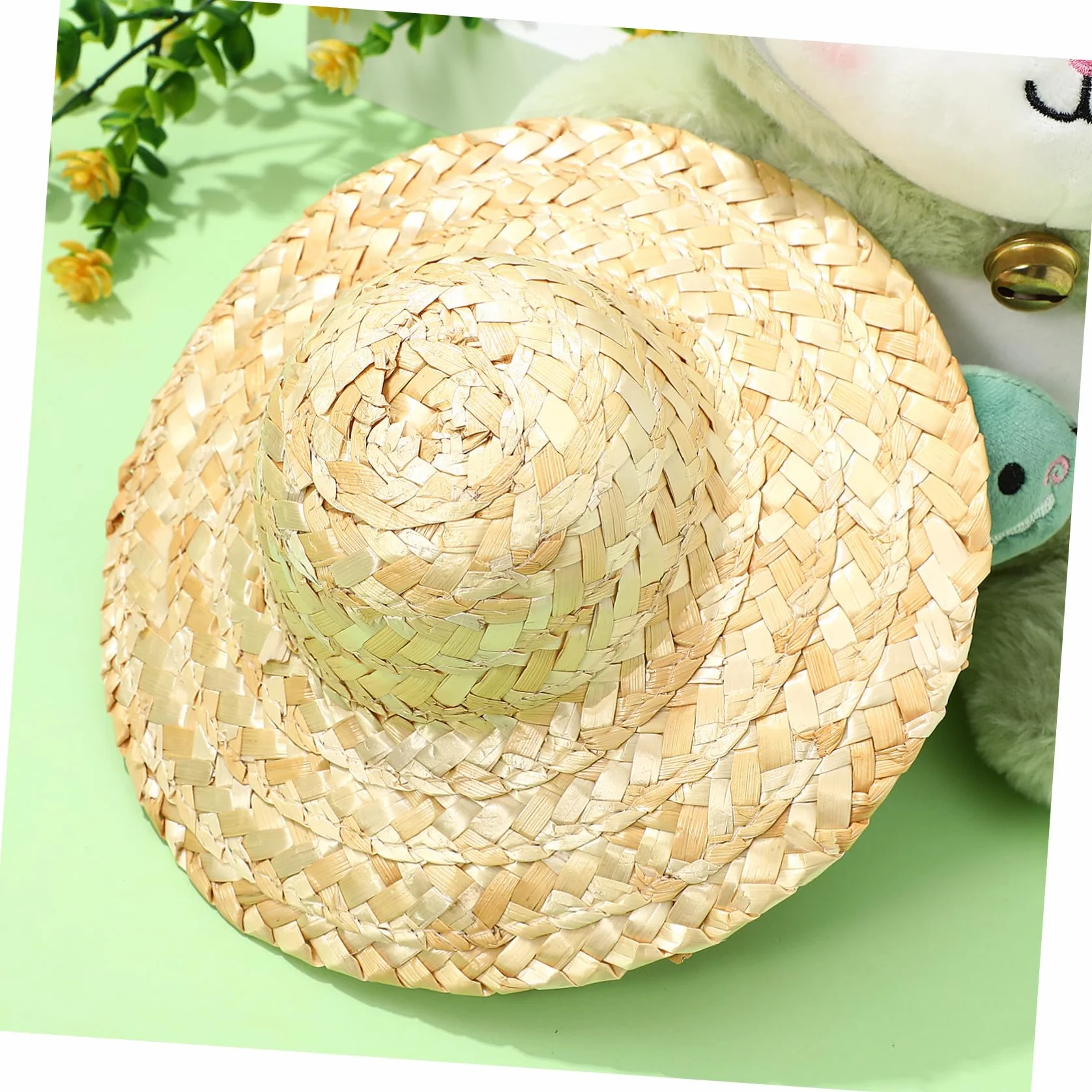 Garneck 2 Pezzi Mini Cappello di Paglia Accessorio per da Te Decorazione Naturale e Resistente