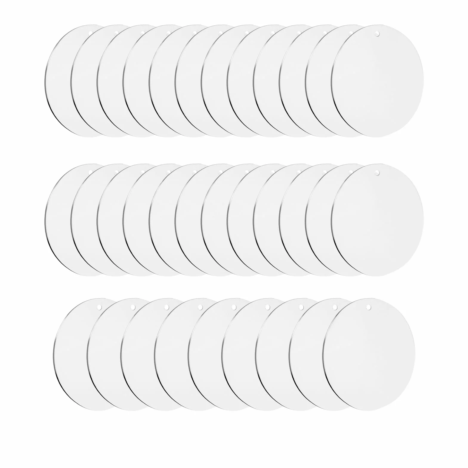 33 pezzi pannelli acrilici rotondi, disco circolare trasparente, 6.5 cm, lastre acriliche rotonde dello spessore di 1 mm, per fai da te, pittura, scrapbooking, artigianato