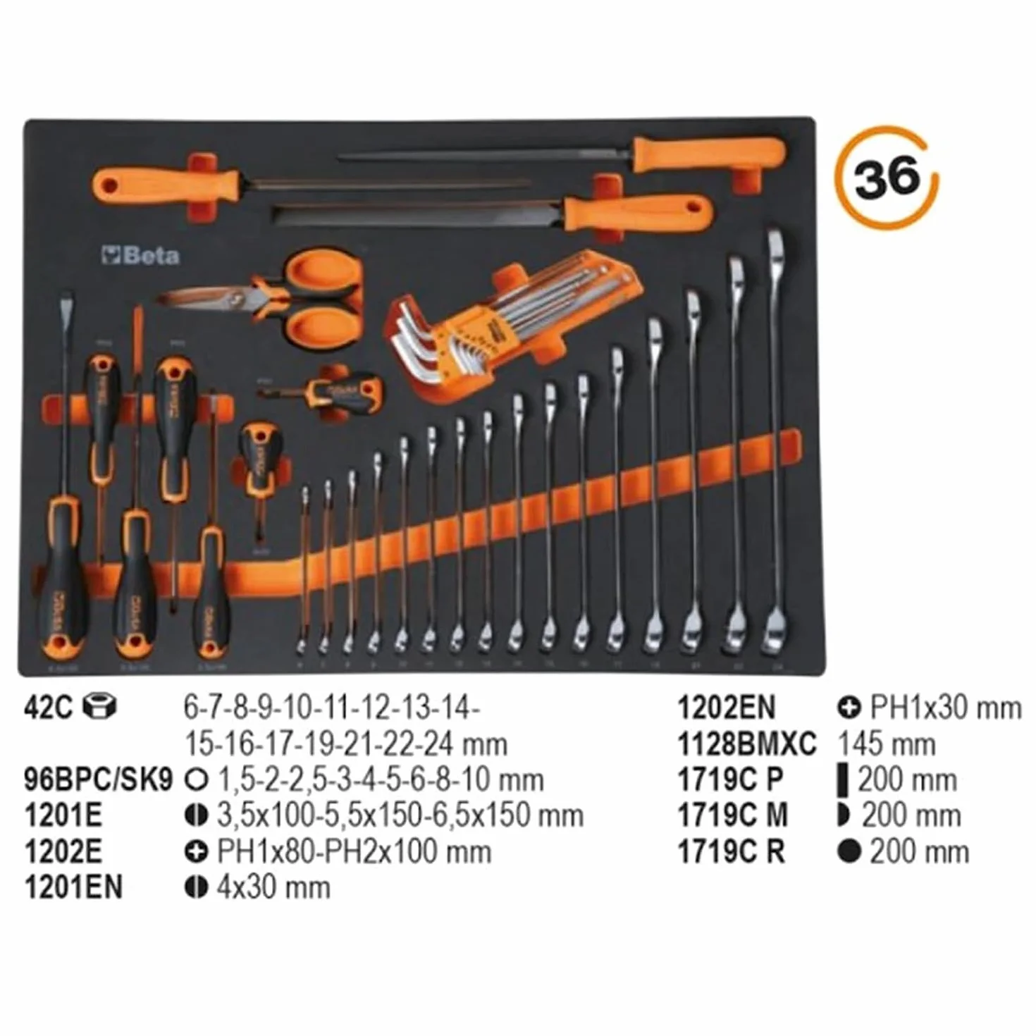 Beta C04BOX VU Cassettiera 6 cassetti assortimento 196 utensili