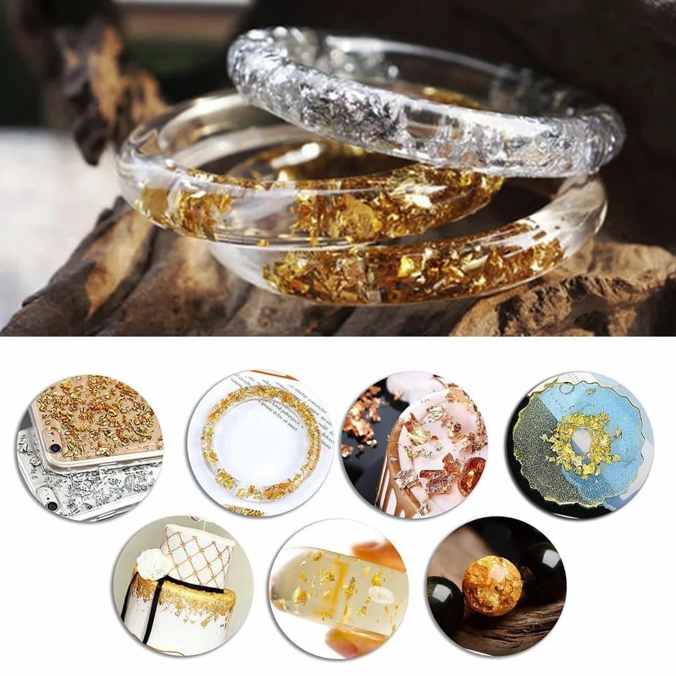 Duokon Lamina d'oro Alimentare, Scaglie di Foglia d'oro Raffinata, Foglia Oro Alimentare Multifunzione, per Alimenti Dessert Decorazione Artigianato, Regalo (20 Bottiglia)