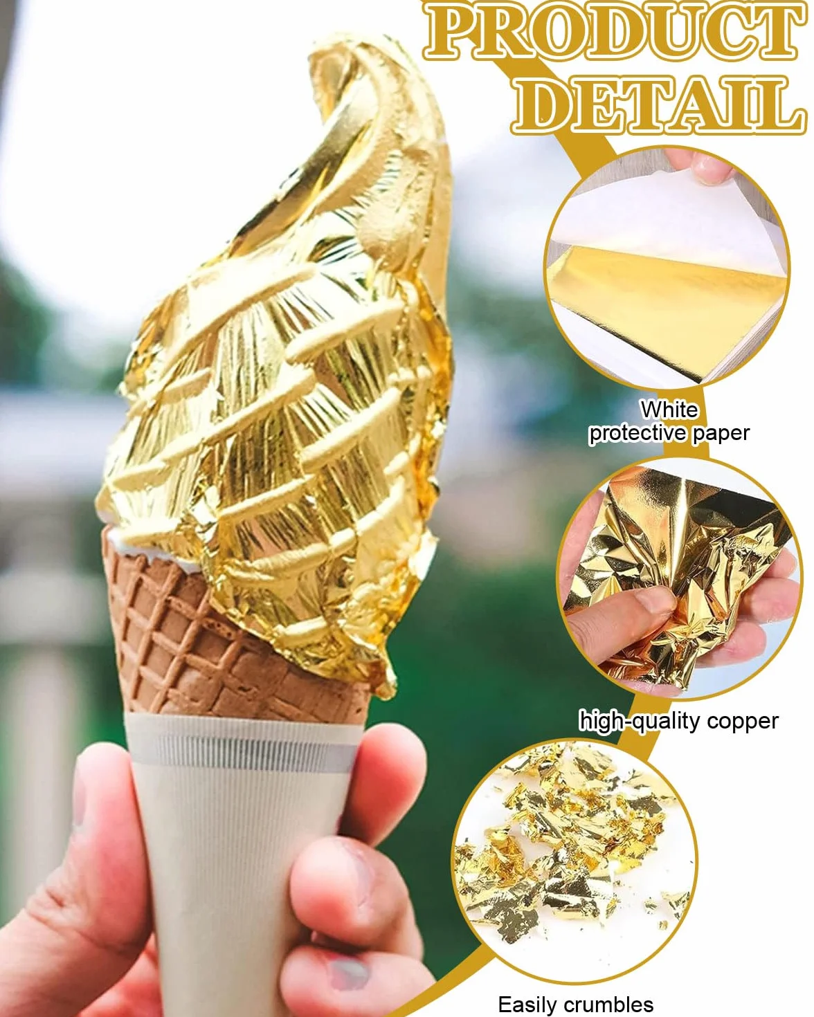 DAFNE 10 fogli di foglia d'oro 24K commestibile - foglia d'oro autentica, adatta per dolci, decorazioni di torte, pasticcini e cioccolatini - foglia d'oro per uso alimentare, adatta per creazioni