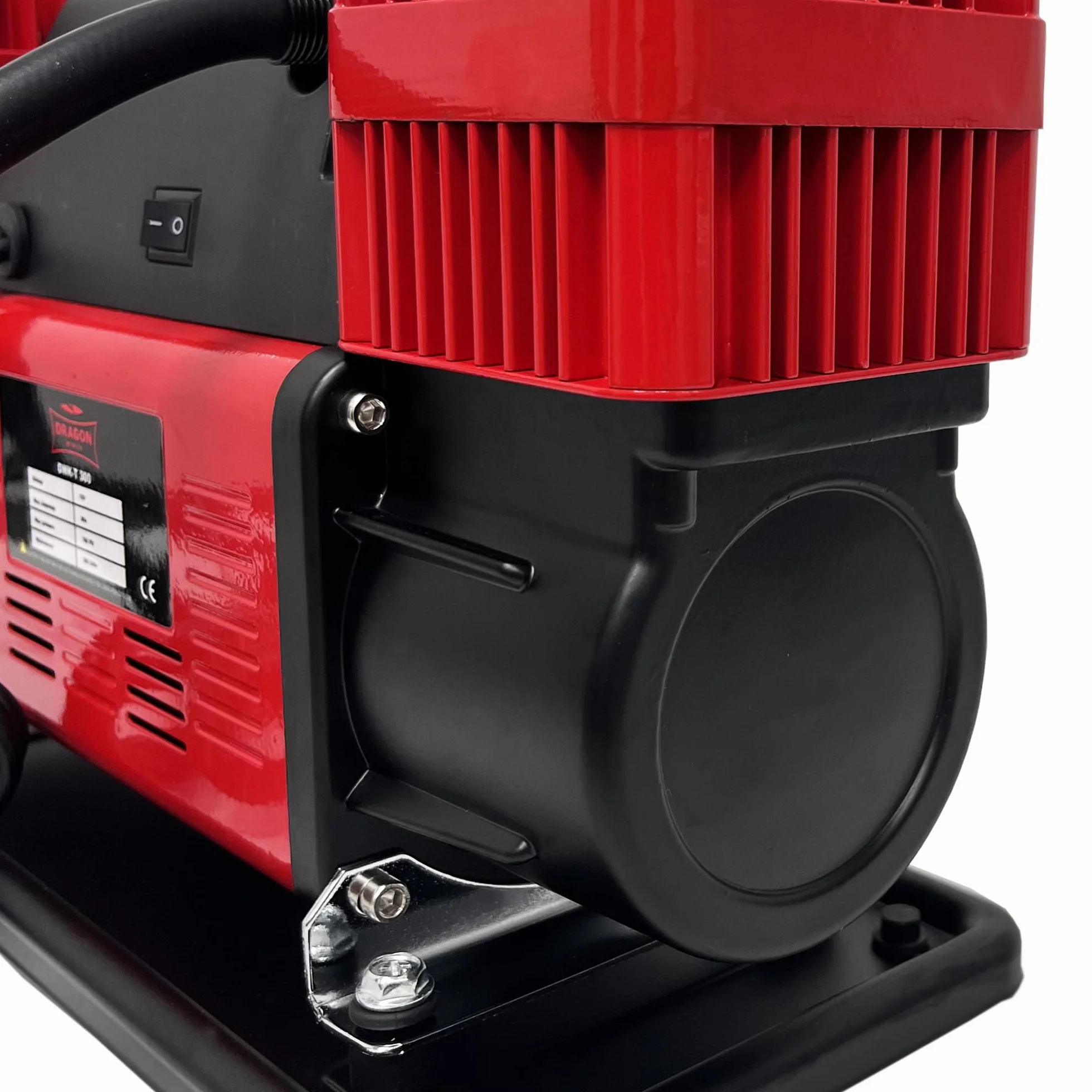 Dragon Winch Compressore aria Portatile 12V | 10,3 BAR / 150 PSI con una capacità di 300 l/min + tubo a spirale con manometro, punta della valvola, borsa per il trasporto, 3x punte intercambiabili