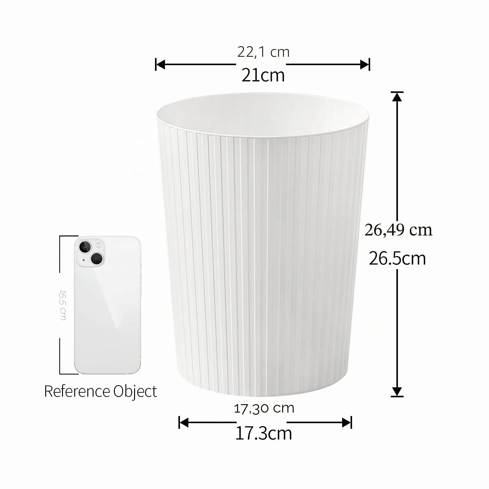 Cetomo 7.2L*3 Cestini per la Carta, Cestino per la Spazzatura di Plastica, Piccoli Cestini, Cestino Rotondo per Rifiuti per Cucine, Opaco, Apertura Superiore, Bianco, 7.2L (3 pezzi)