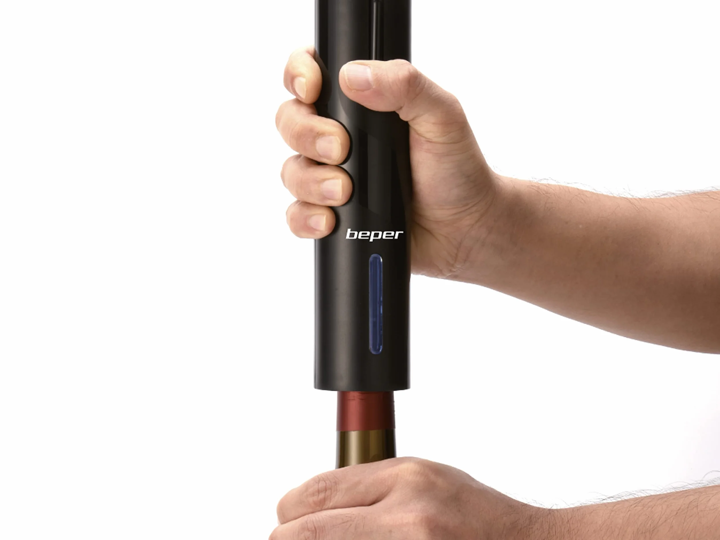 BEPER P102ACP100 Cavatappi Elettrico con Taglia Capsule per Bottiglie di Vino - Stappa Bottiglie Elettrico Ricaricabile con Cavo USB