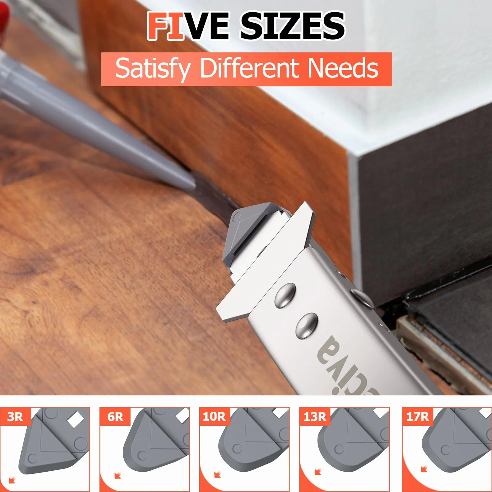 Preciva Silicone Kit di Utensili per Calafataggio 4 in 1 Scopino per Calafataggio in Acciaio Inox Scopino di Gomma di Rimozione Calafataggio Per Finestre Cucina Bagno