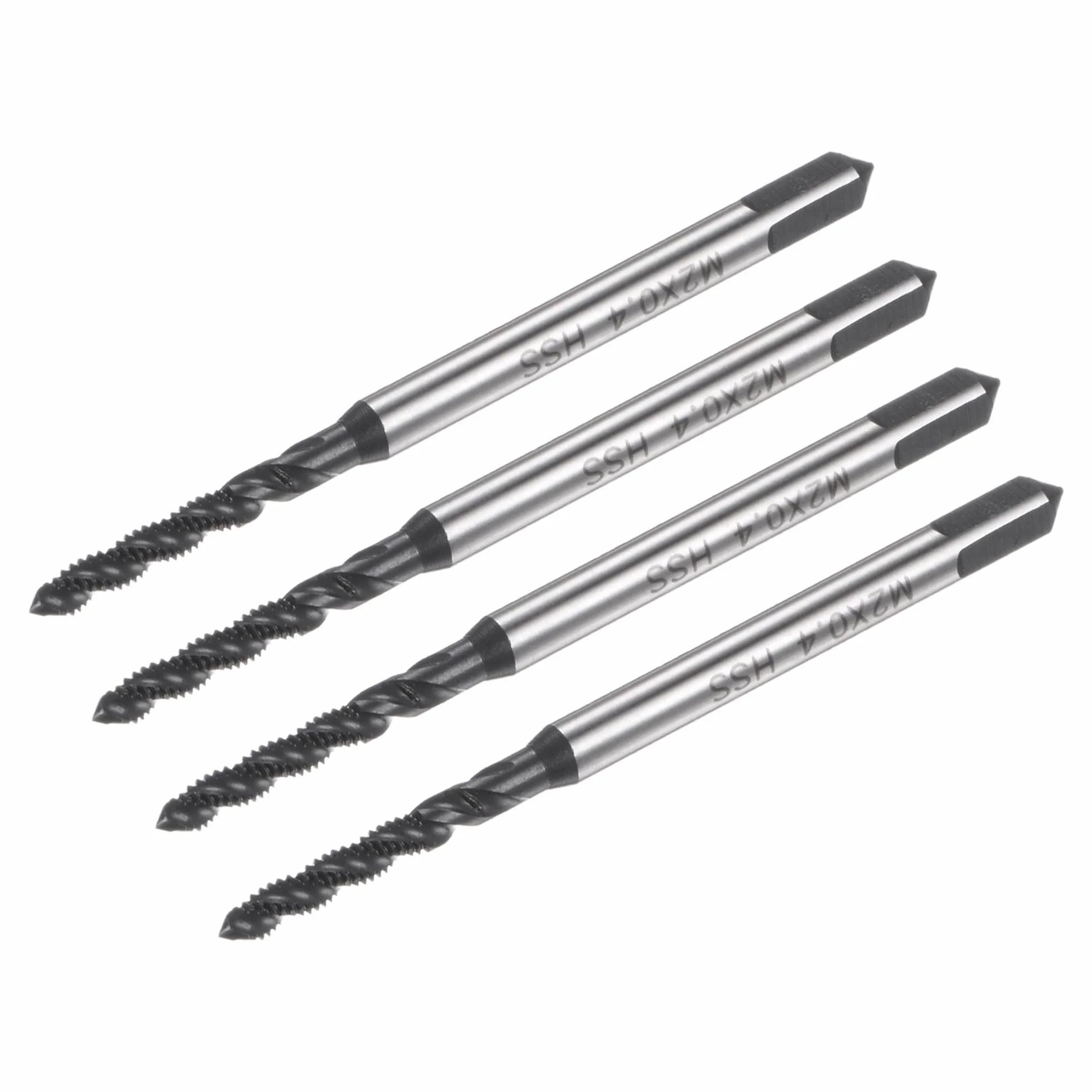 QUARKZMAN 4pz Maschi Filettatura Scanalatura Spirale, M2 x 0,4 Maschio Vite Metrico Rivestito Nitruro, Strumento Filettatura Macchina Acciaio Alta Velocità 6542 Rettificato per Riparazione