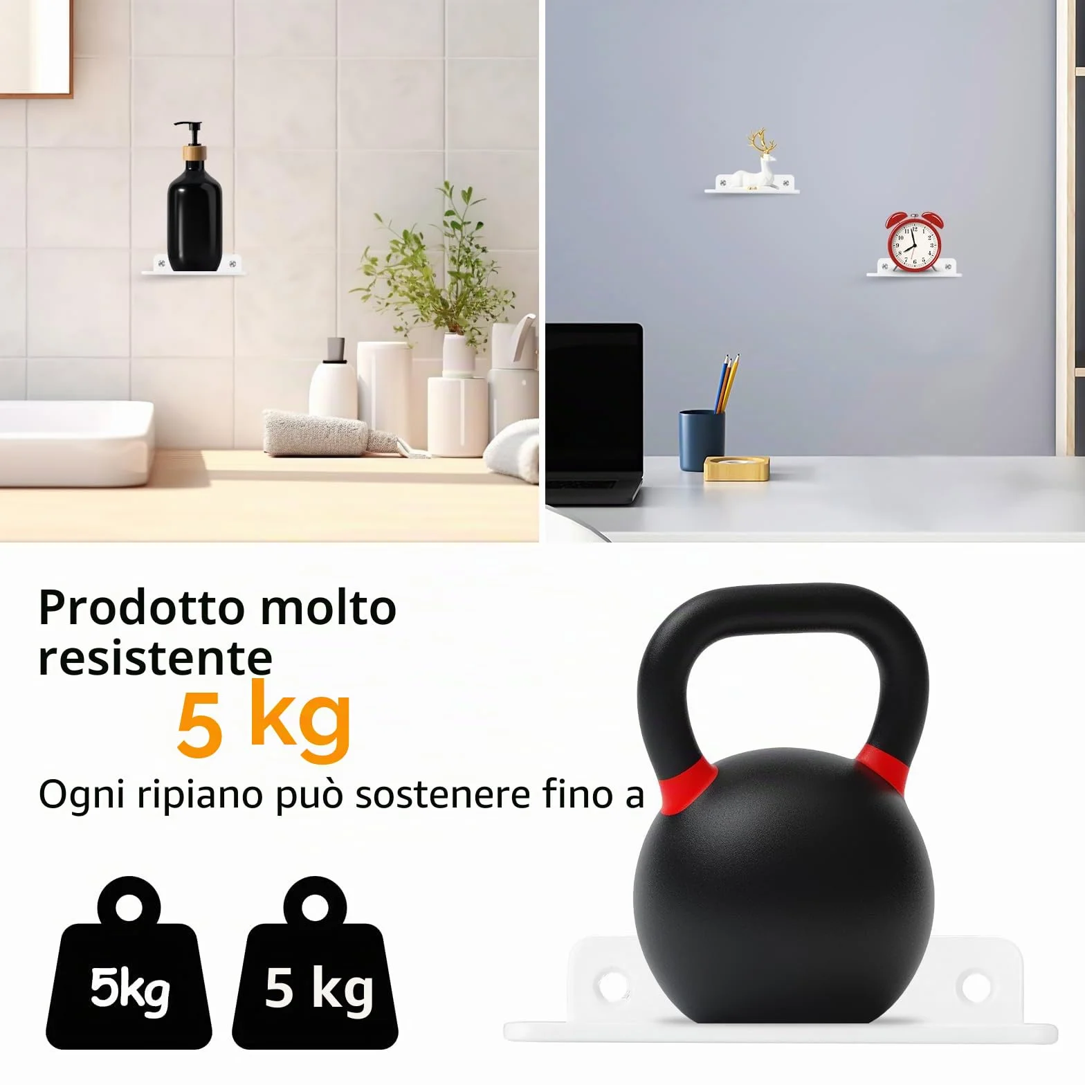 2 Pz Mensole da Muro Bianche, Mensole da Parete, Mensola da Parete Piccola, Mensola a Muro Invisibili Metallo, Scaffale Libreria Bianche Galleggianti per Camera Letto Cucina Bagno, 11x10x2,3 cm