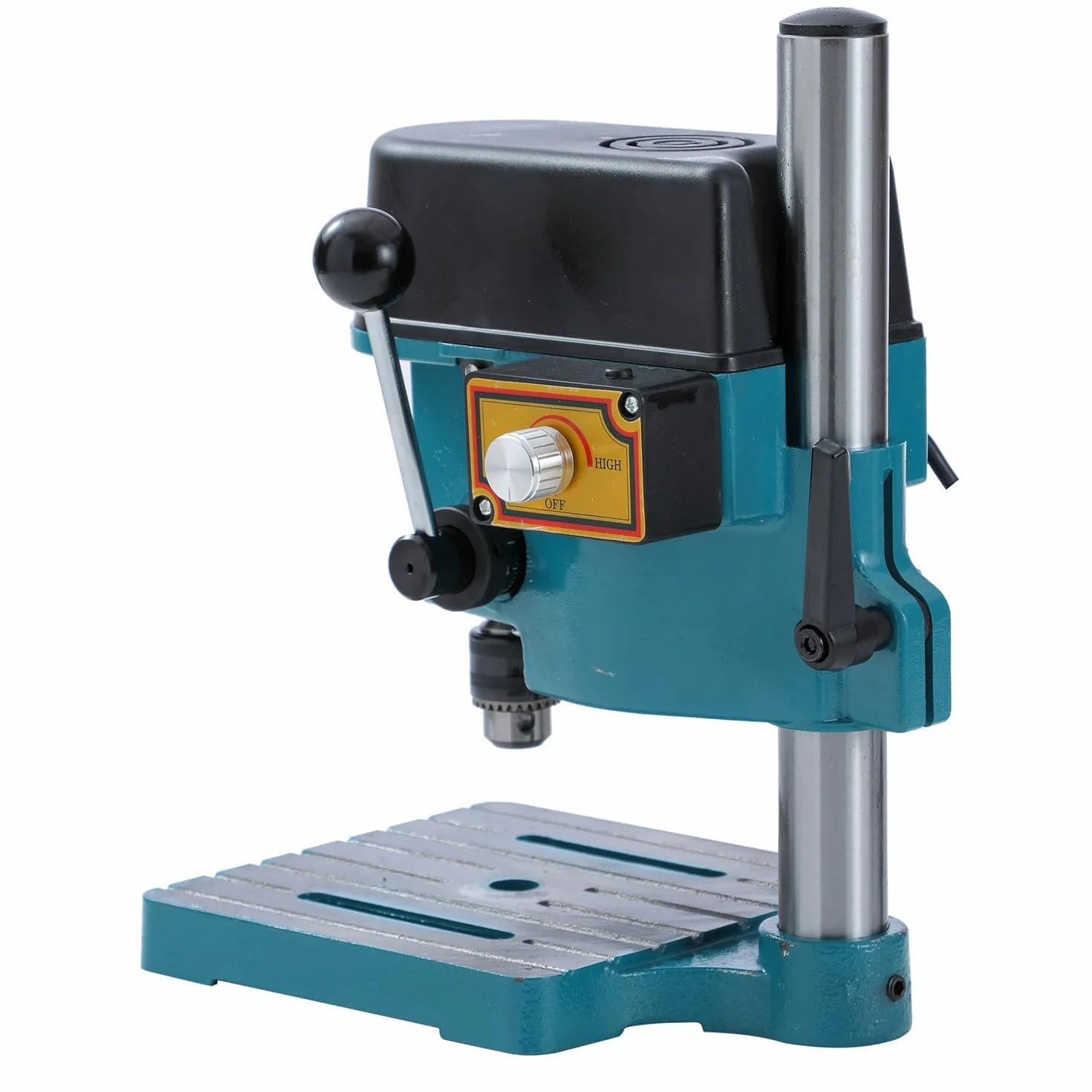KATSU 100W Mini Trapano a Colonna Supporto per Banco da Lavoro con Interruttore Elettronico a Velocità Variabile e Mandrino da 6 mm per Legno, Metallo e Plastica