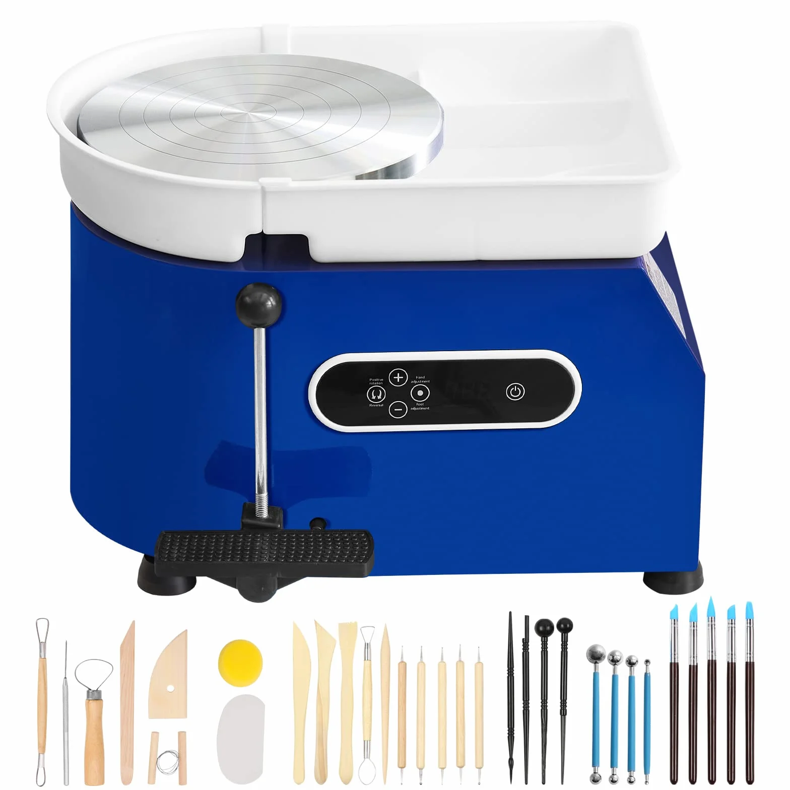 VEVOR Tornio per Ceramica Argilla con Pedale 450 W Diametro 28 cm Velocità 60-300 giri/min, Macchina Ruota di Ceramica Fai-da-te Hobbista Controllo con Schermo LCD 450W Livello di Rumore entro 60 dB