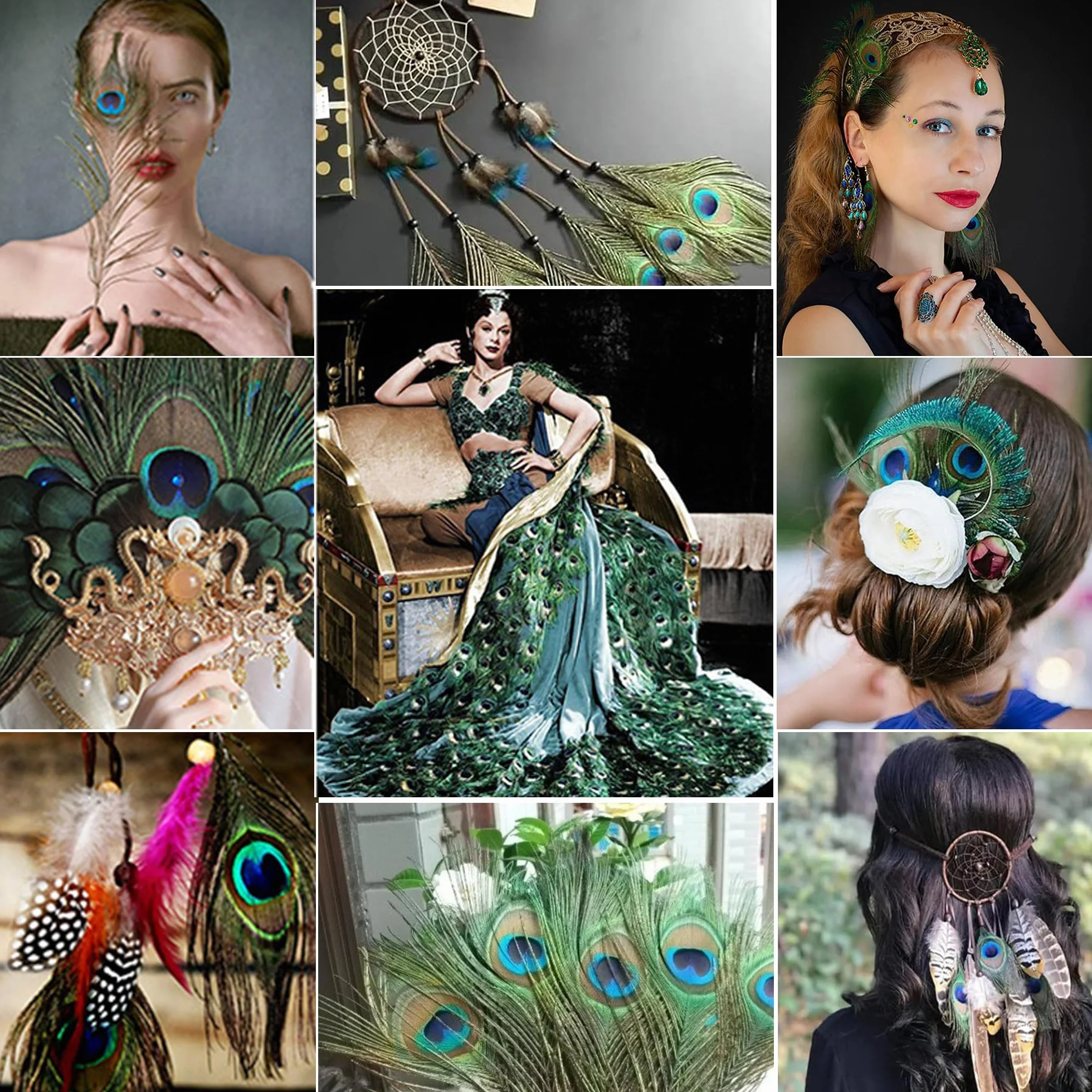 Piume di Pavone Naturali 25-30 cm per Decorazioni Fai da Te Orecchini Matrimoni Acchiappasogni