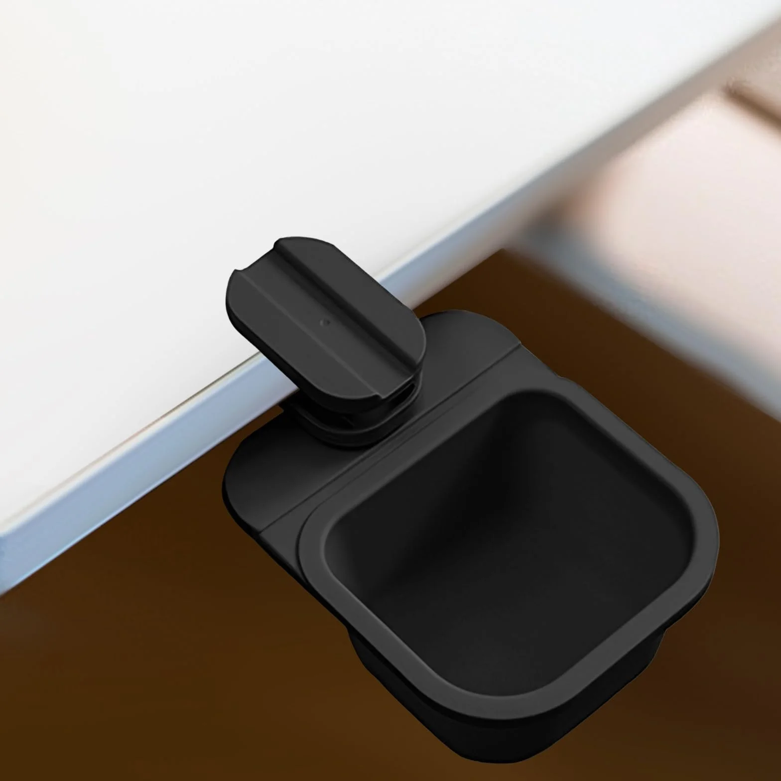 CALLARON Cestino Spazzatura da Tavolo Rotante in Abs Nero Design Semplice e Morsetto Versatile per Cucina e Ufficio, Contenitore Compatto per Rifiuti Domestici