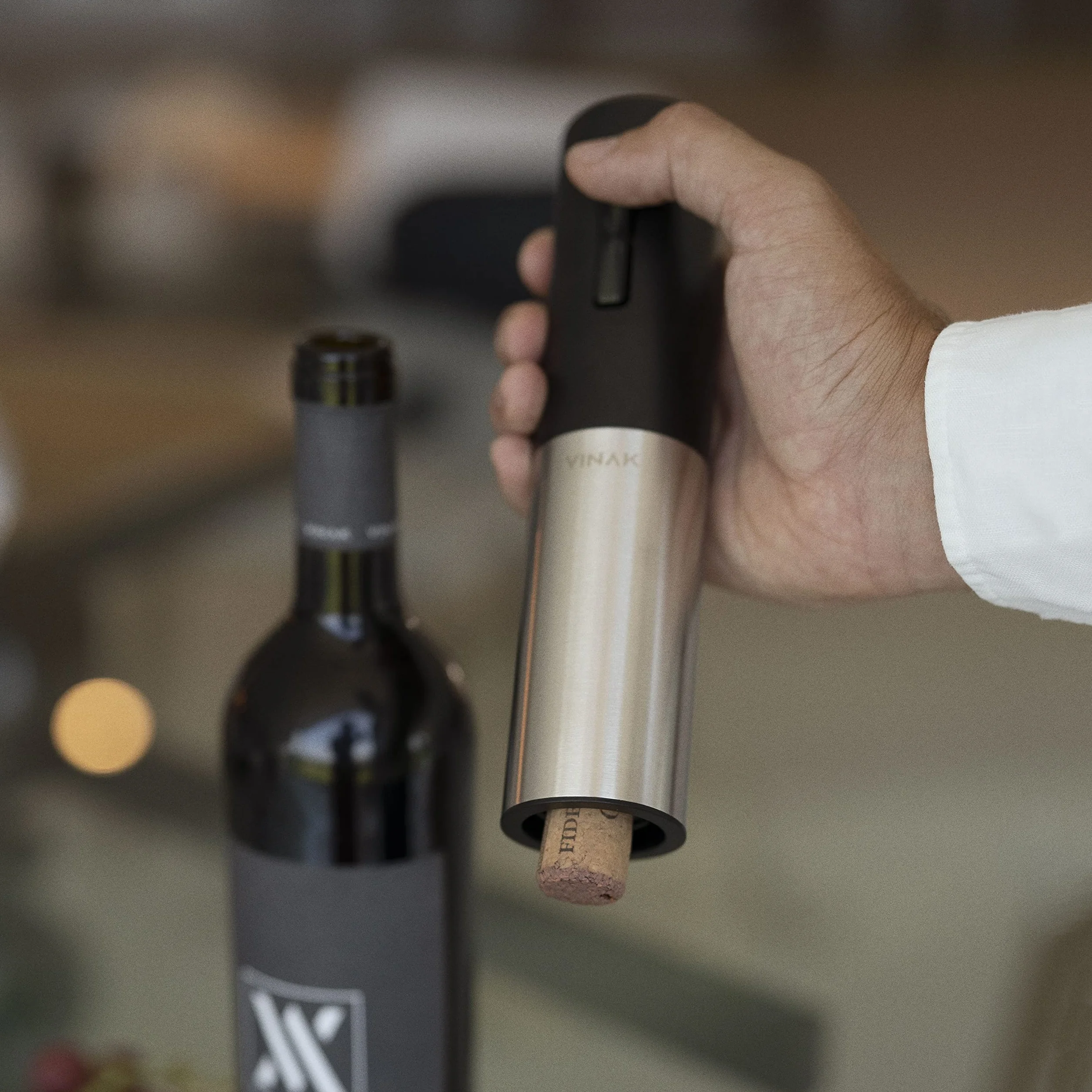 VINAK Cavatappi elettrico ricaricabile in acciaio inox con batteria integrata e cavo USB C