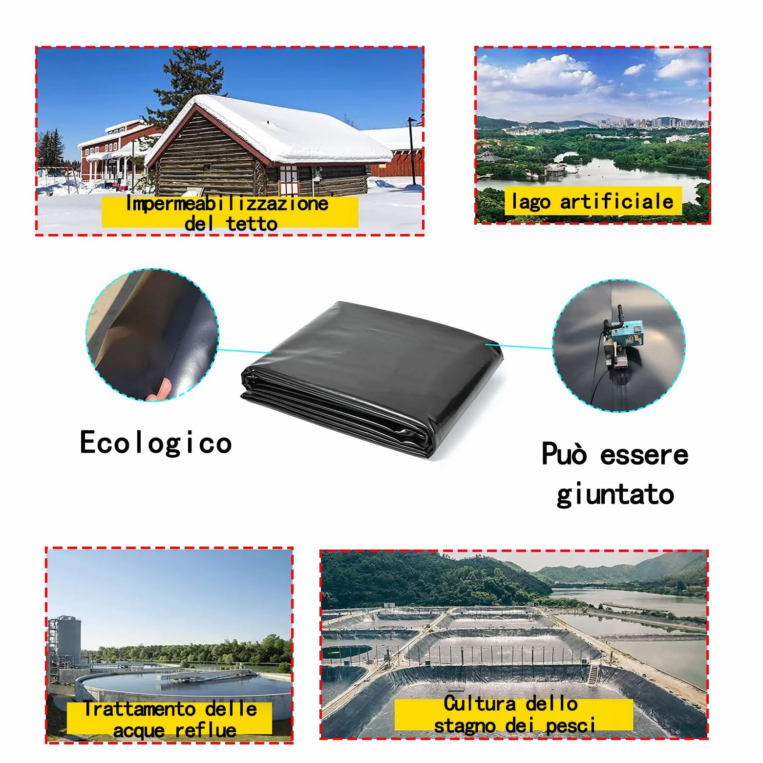 Telo per stagno da giardino 8x10m,telo pvc laghetto,Rivestimento per Laghetto in HDPE Resistente,Fodera Laghetto Flessibile per Piscina Giardino per Laghetti,Fontane,Giardini Acquatici e Cascate