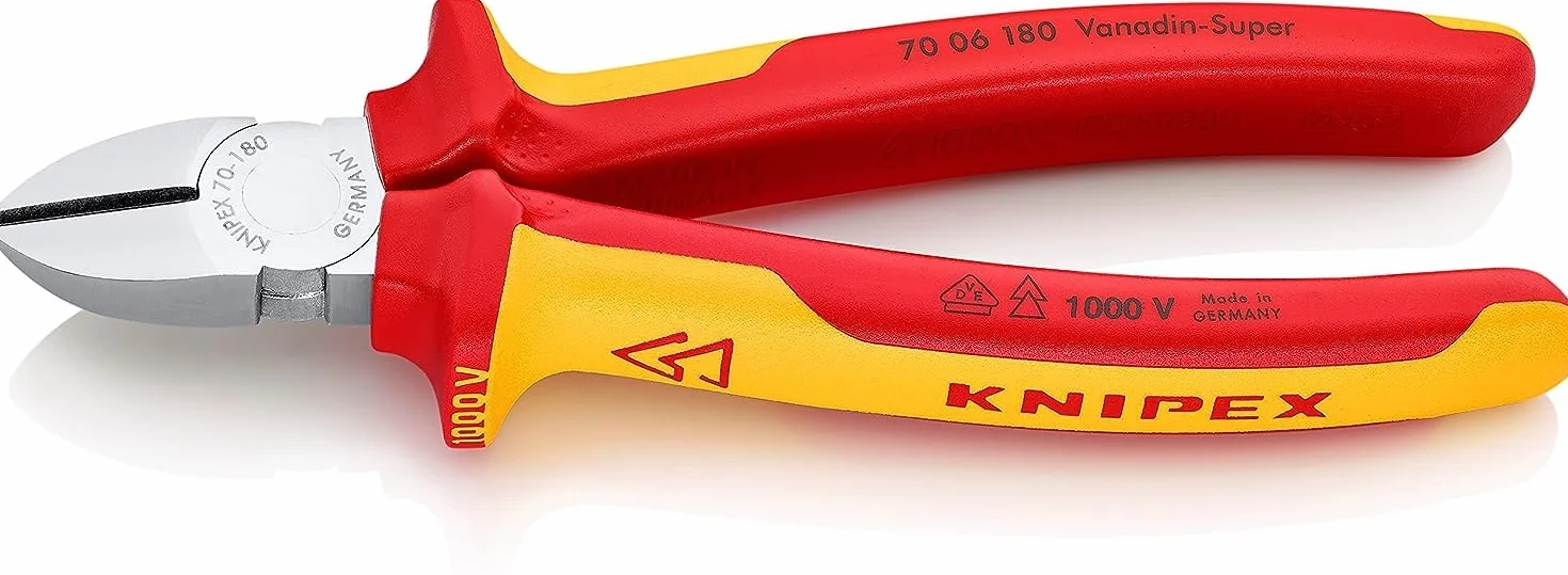 KNIPEX Tronchese laterale cromata isolati con manici rivestiti in materiale bicomponente, collaudati VDE 180 mm, 70 06 180