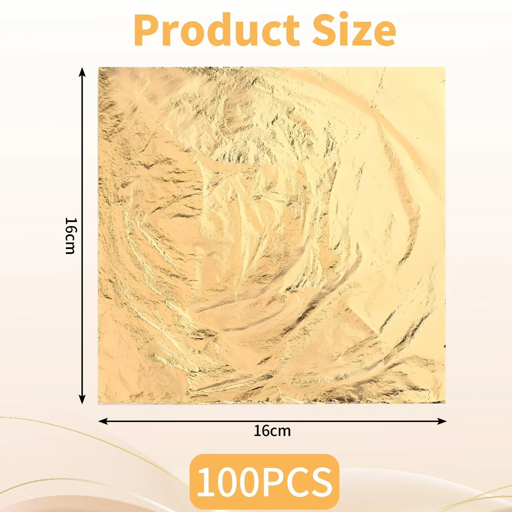 16cm x 16cm Fogli di Foglia Oro,100 Pezzi di Lamina D'oro,Foglia D'oro,Ideali per Doratura, Artigianato, Progetti Artistici e Decorazioni,