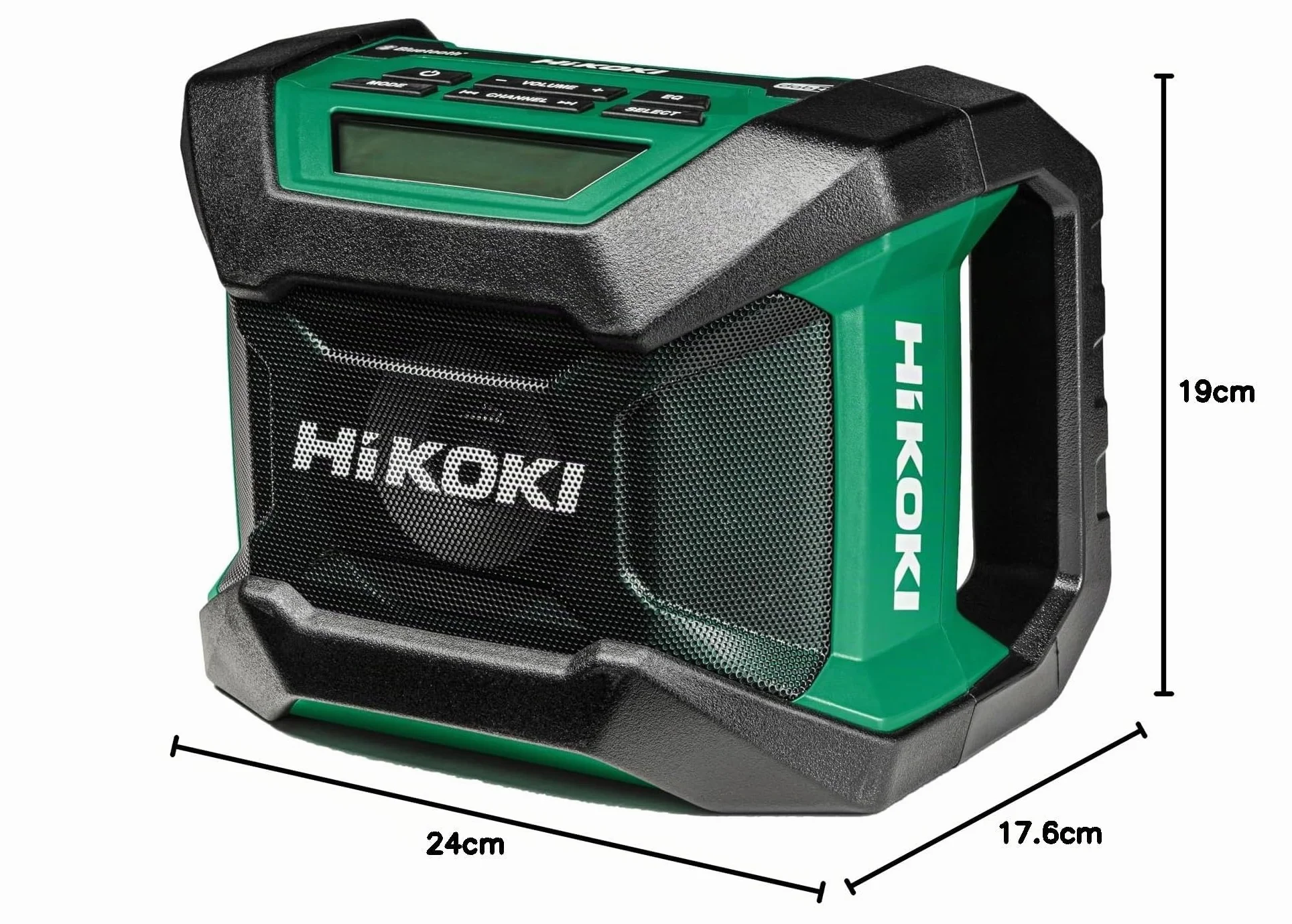 HiKOKI Radio da Cantiere - 18 V - Bluetooth, DAB+/FM, Design Robusto, Alto Volume, Lunga Durata, Incluso Adattatore AC - Senza Batteria e Caricabatterie