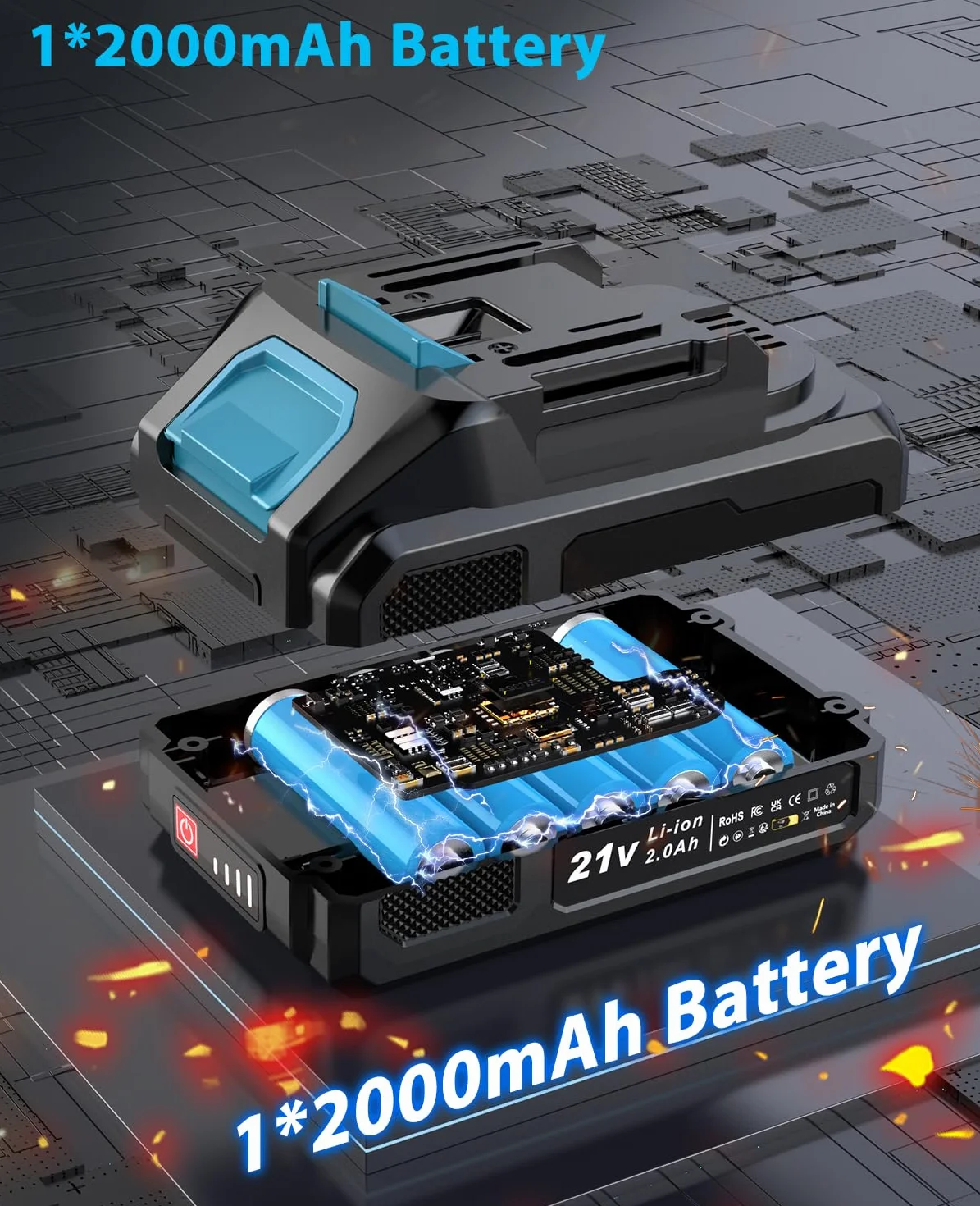 Brushless Trapano Avvitatore Batteria, LEEIKOO Avvitatore a Batteria 21V con Battery 2.0Ah, 45N.m Trapano Elettrico, 20 Coppie, 10mm Mandrino, 21 Accessori Per Casa Progetto, Fai da te, Blu