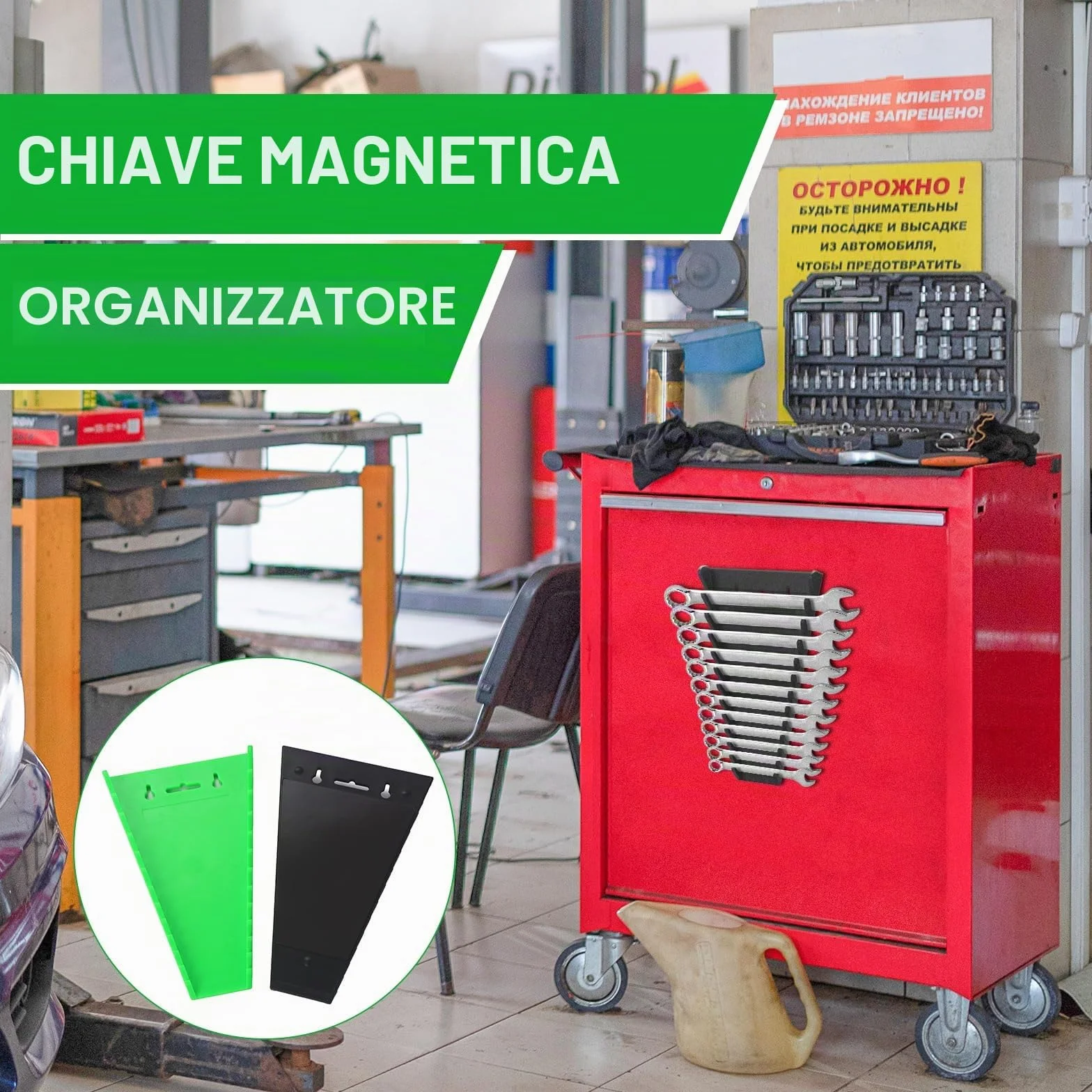 2 Pezzi Organizer Magnetico per Chiavi Inglesi, Porta Chiavi Inglesi, Supporti per Chiavi Premium a 12 Slot, Confezioni Organizzatore di Chiavi Magnetiche SAE (1/4-1/16") e Metrici (6-24 mm)