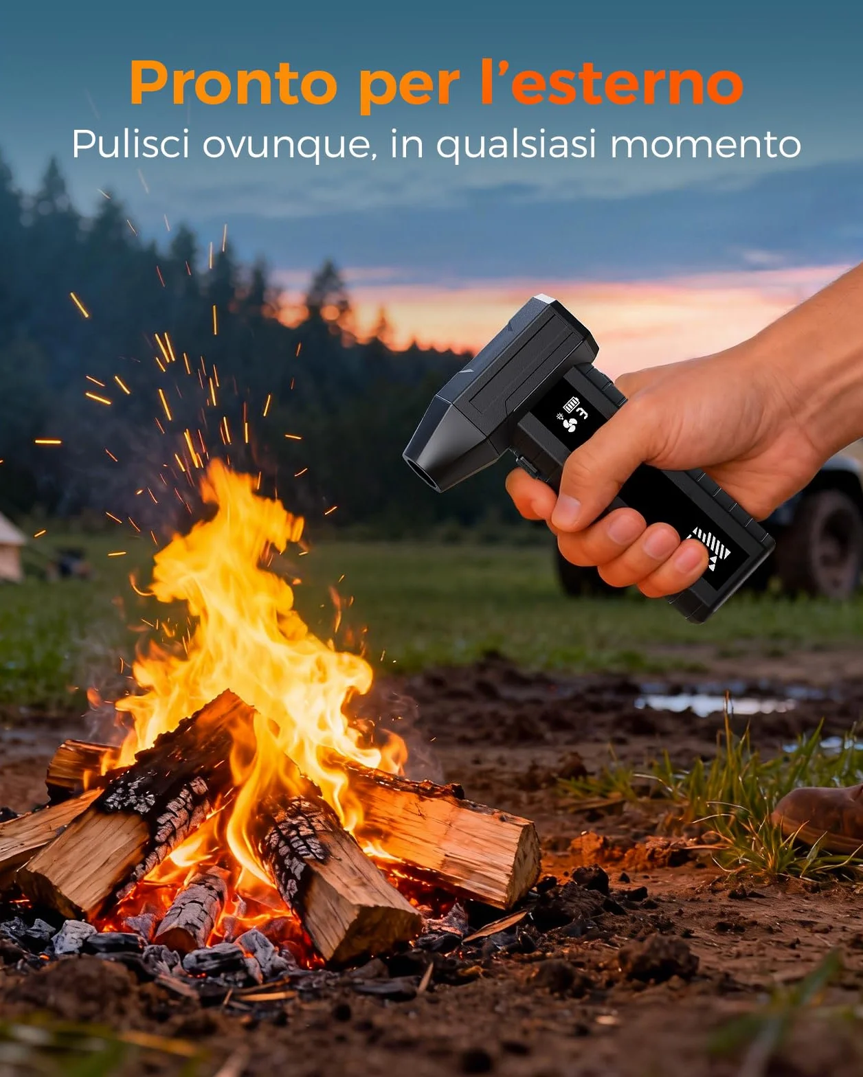 Soffiatore a Batteria – Mini Soffiatore Aria Compressa 200.000 giri/min, 10.500 mAh, per Pulizia PC & Tastiera, LED, Display Intelligente, Ricarica USB-C