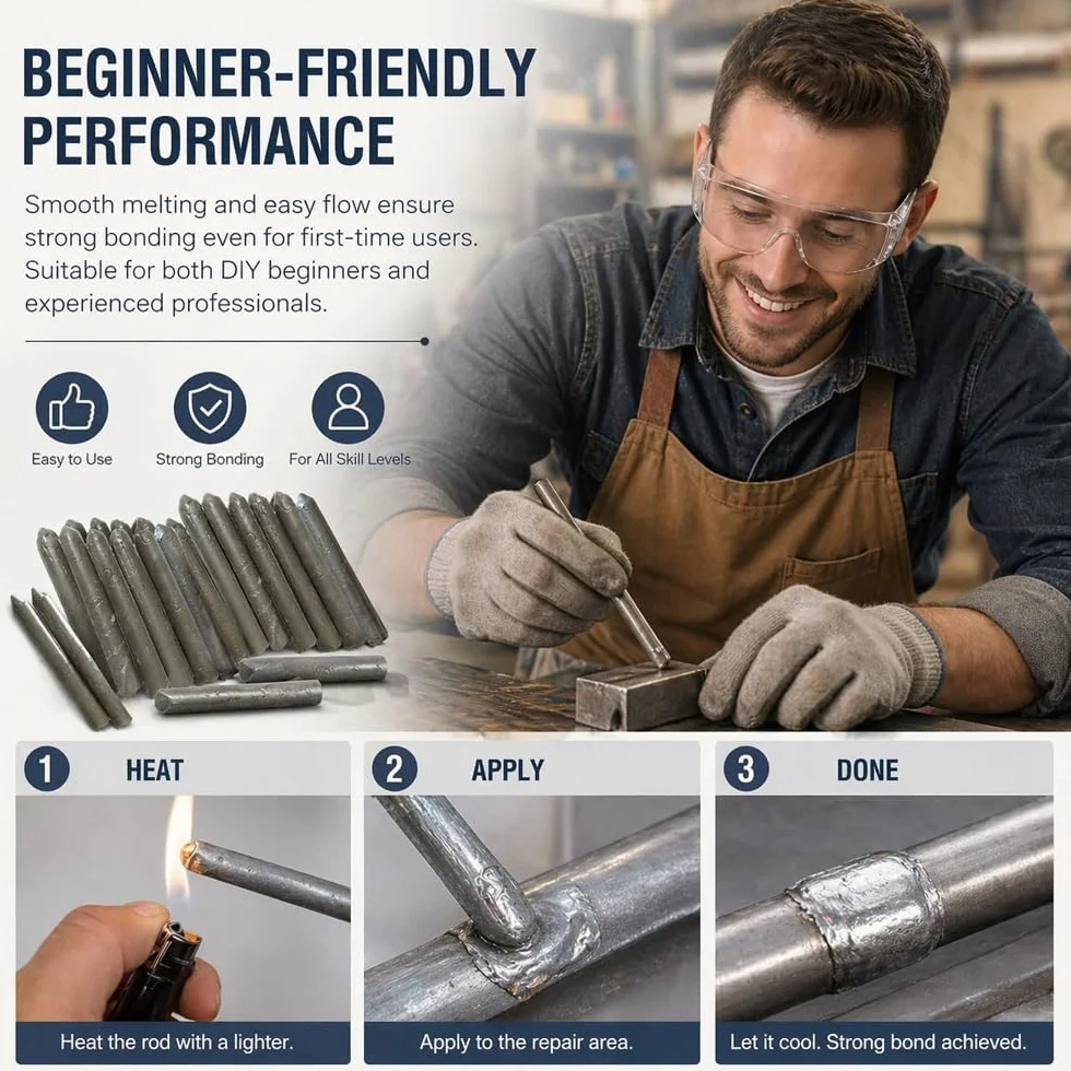 Low Temperature Universal Welding Rod, 2026 New Metal Universal Low Temperature Easy Melt Welding Rods, Lighter Welding Rod,Easy Welding Rods for Metal Welding,Aluminum Welding Rods (6 pcs)