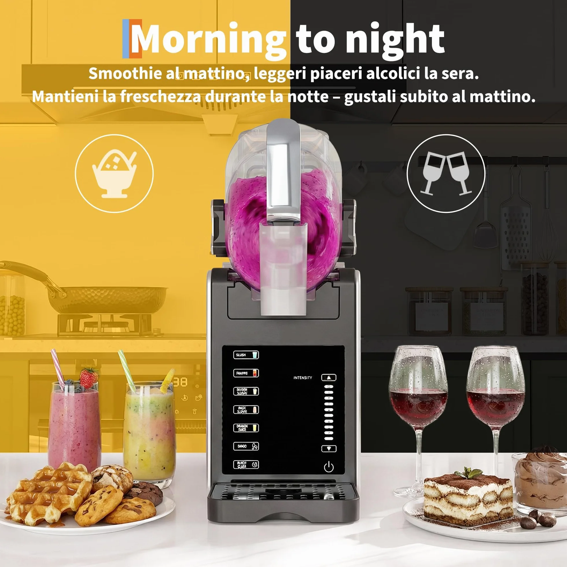 Macchina per Granite 1,9L Grande Capacità RapidChill 5 Programmi Autopulizia Slushie Frappé Milkshake Cocktail