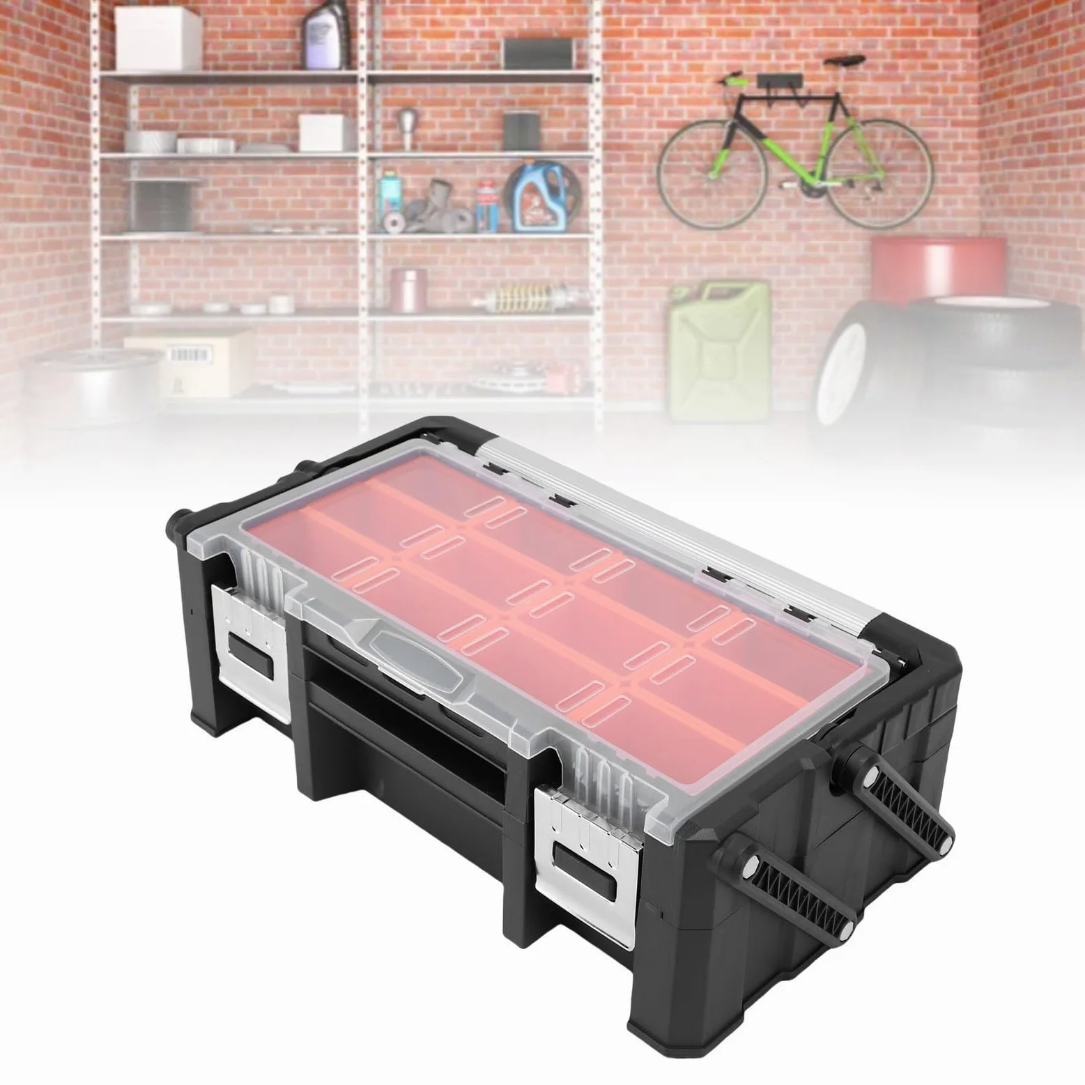 Organizer per piccole parti 18 scomparti Cassetta degli attrezzi elettronica multifunzionale Viti Dadi Bulloni Punte da trapano Terminali per cavi Garage RV