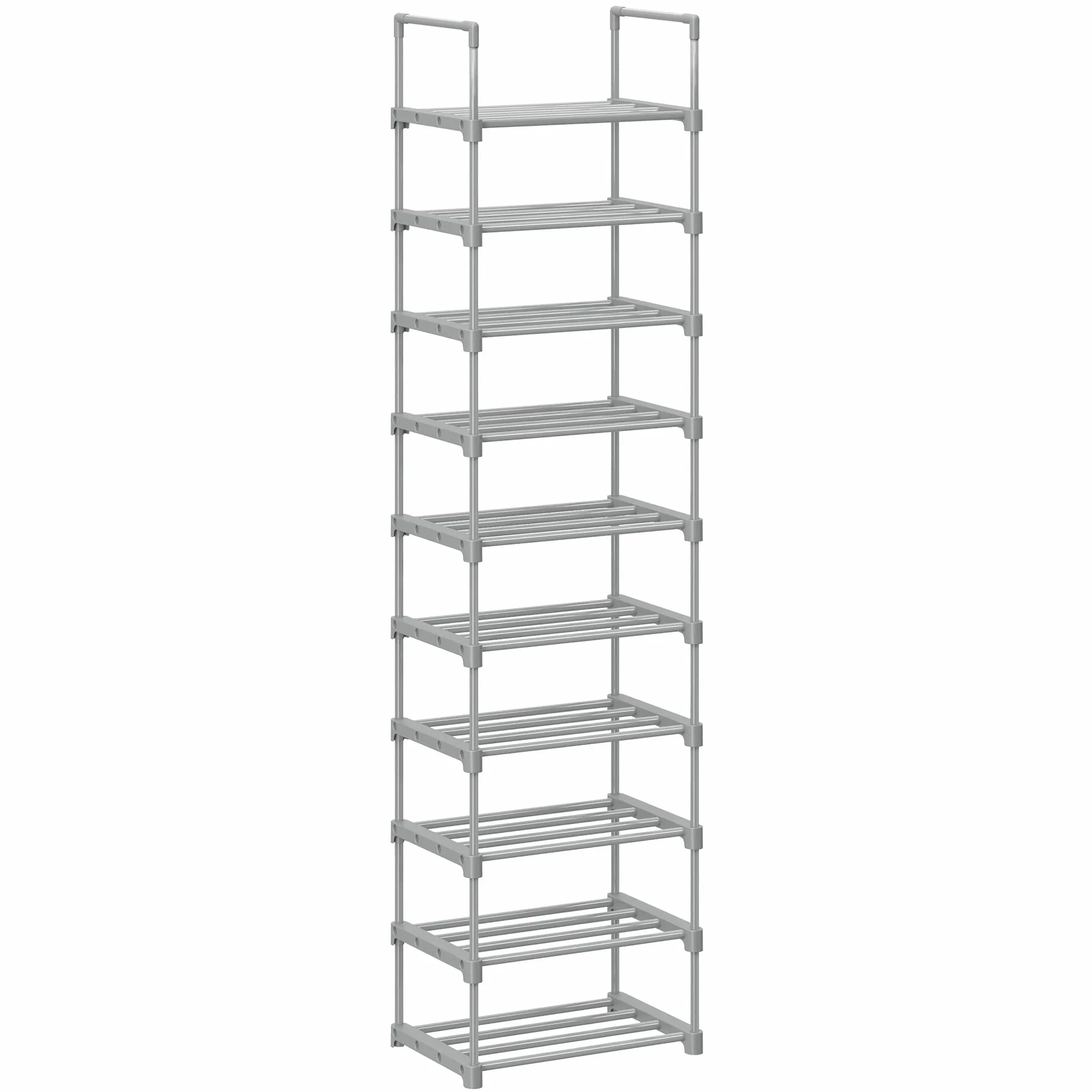 SONGMICS Scarpiera 10 Ripiani Grande Scaffale Portascarpe Metallo 45x30x174 cm Grigio