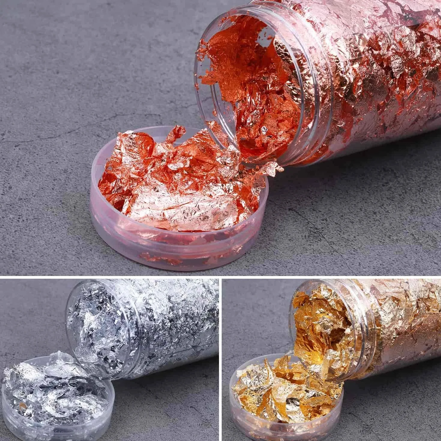 Schegge di foglia d'oro per cottura, decorazione torta, 3 bottiglie, foglia d'oro multifunzionale