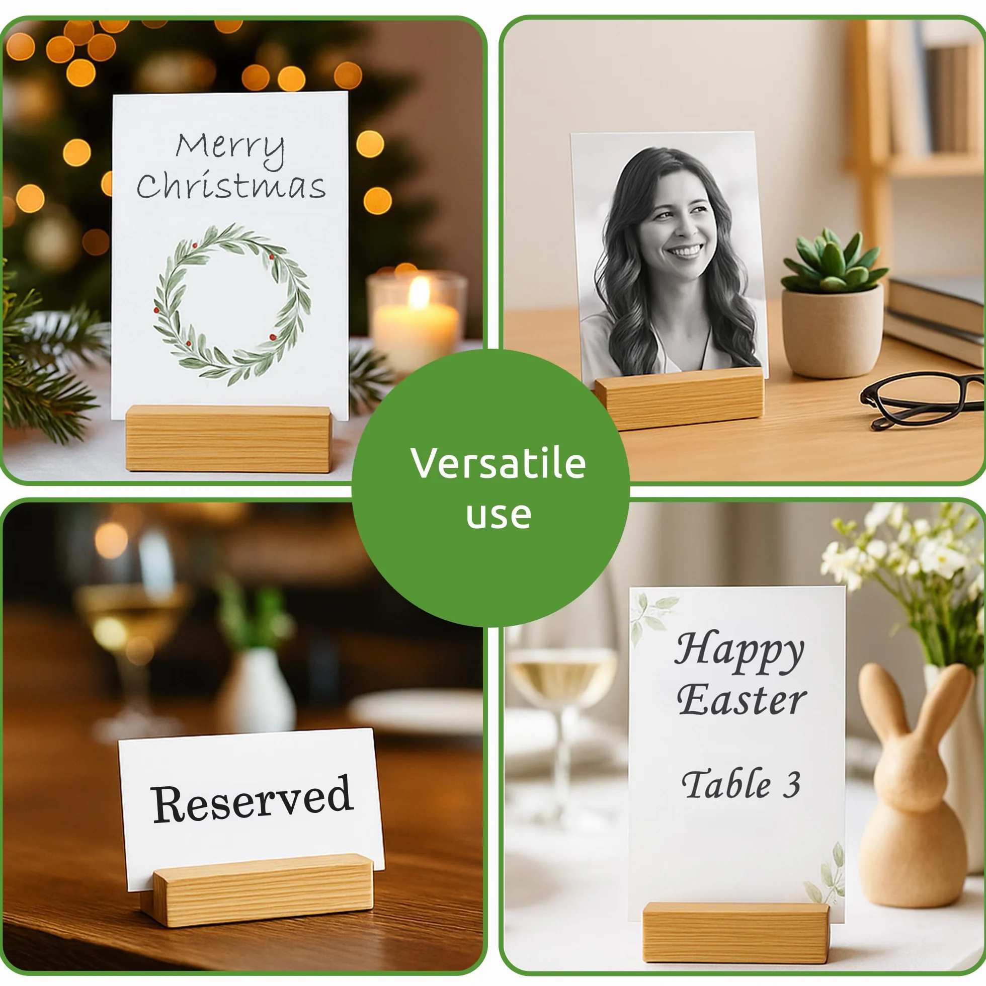 ECENCE 20 Pezzi Segnaposto Legno, Porta Carte Legno, Porta numeri da tavolo per matrimoni, Portacarte die Nome, Porta Foto, Porta menù per ristoranti, Compleanni e feste