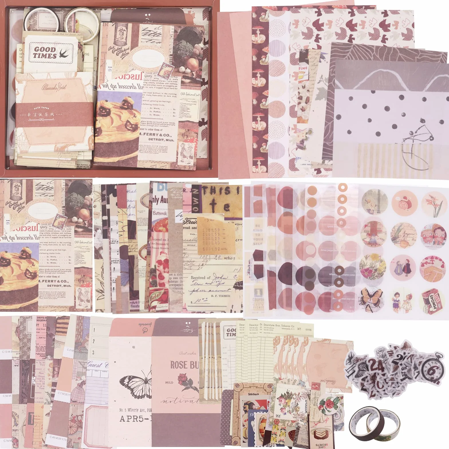 Gearific Kit di forniture per scrapbooking, kit per album di ritagli estetici con taccuino a griglia A6, forniture per diari fai da te, regalo di compleanno per adolescenti, ragazze, bambini, donne