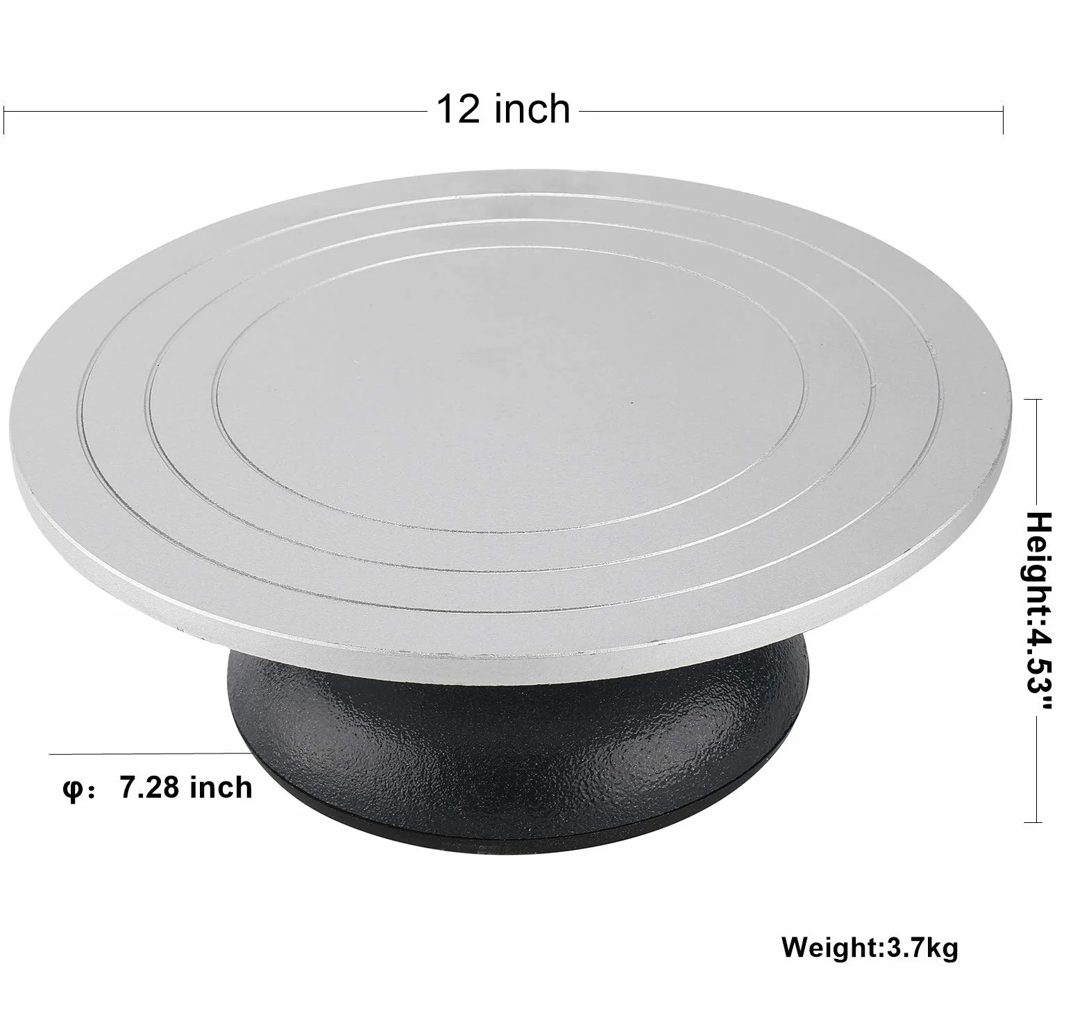 Homtone Piastra in argilla per impieghi gravosi da 30 cm di diametro, ruota per scultura Piattaforma girevole per scultore interamente in metallo con cuscinetti a sfera (12"/30 cm)